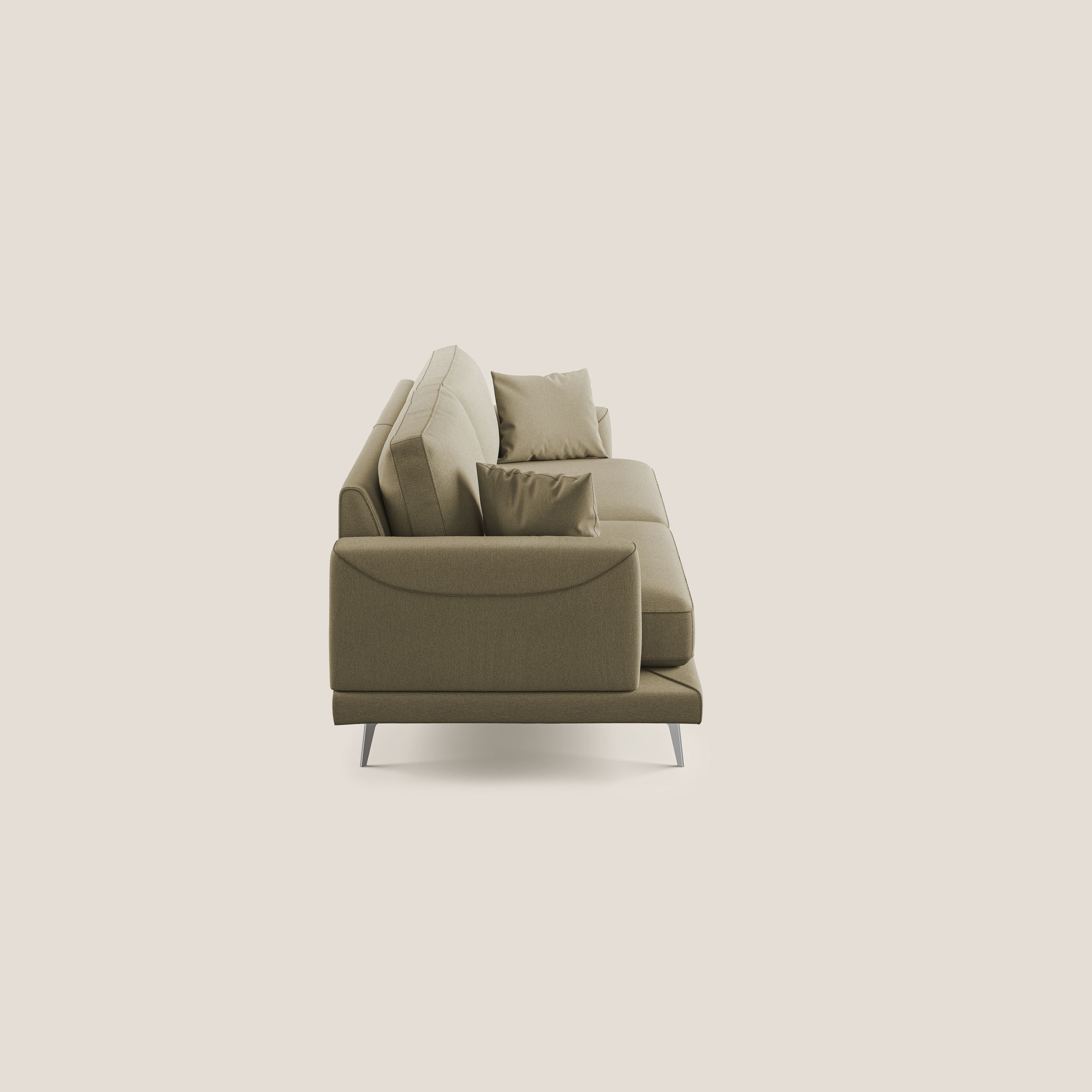 Dorian divano moderno in tessuto morbido antimacchia T05 cammello - divani.store