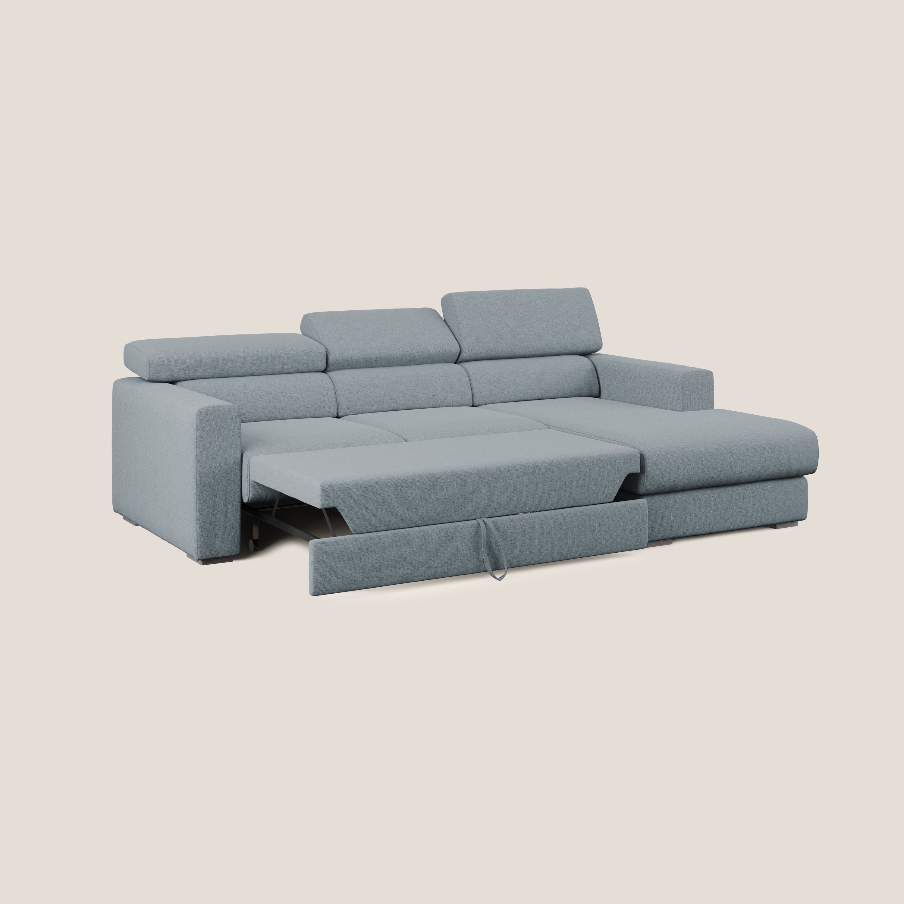 Dylan divano angolare con estraibile a cassettone in tessuto fiammato simil cotone impermeabile T19 carta da zucchero - divani.store