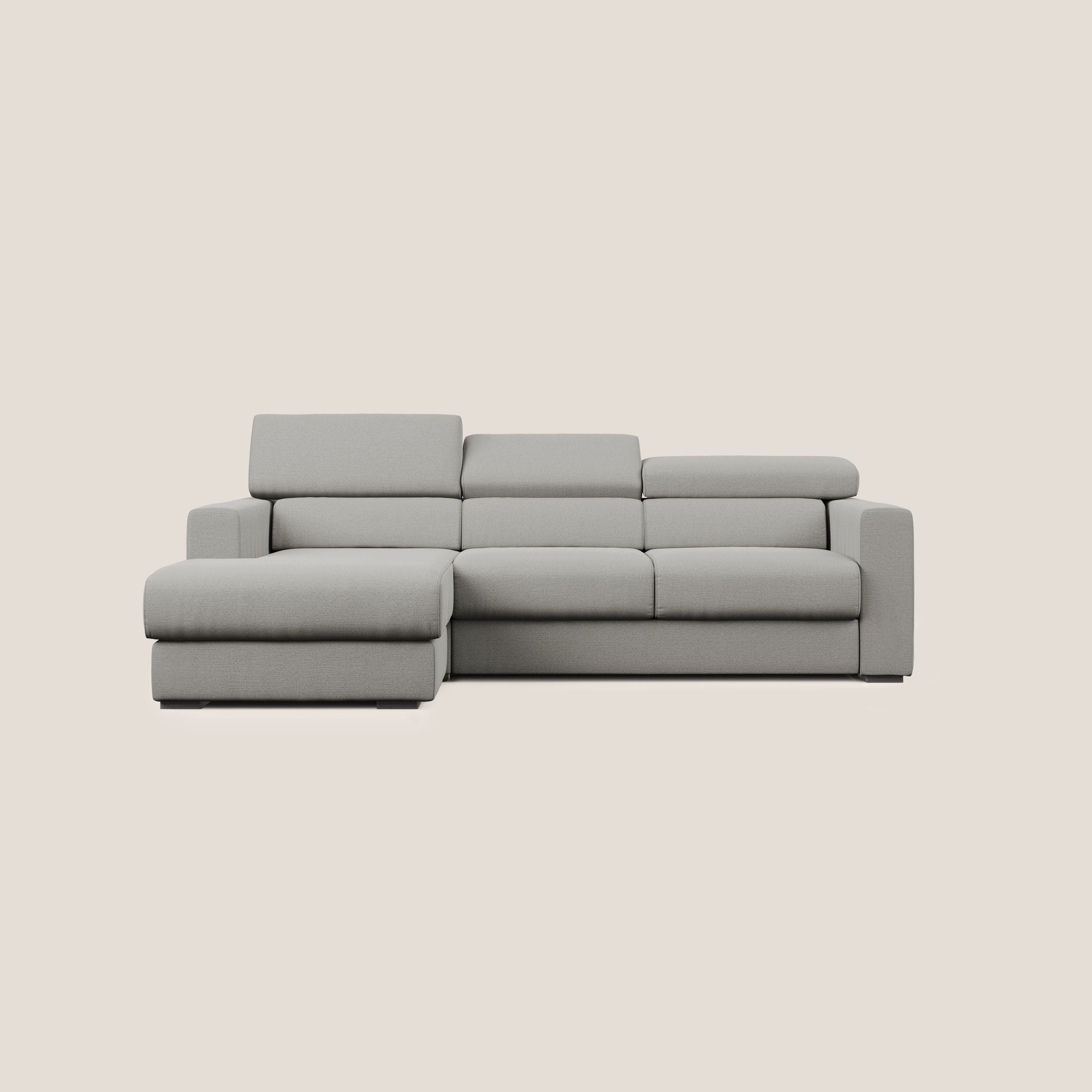 Dylan divano angolare con estraibile a cassettone in tessuto fiammato simil cotone impermeabile T19 beige - divani.store