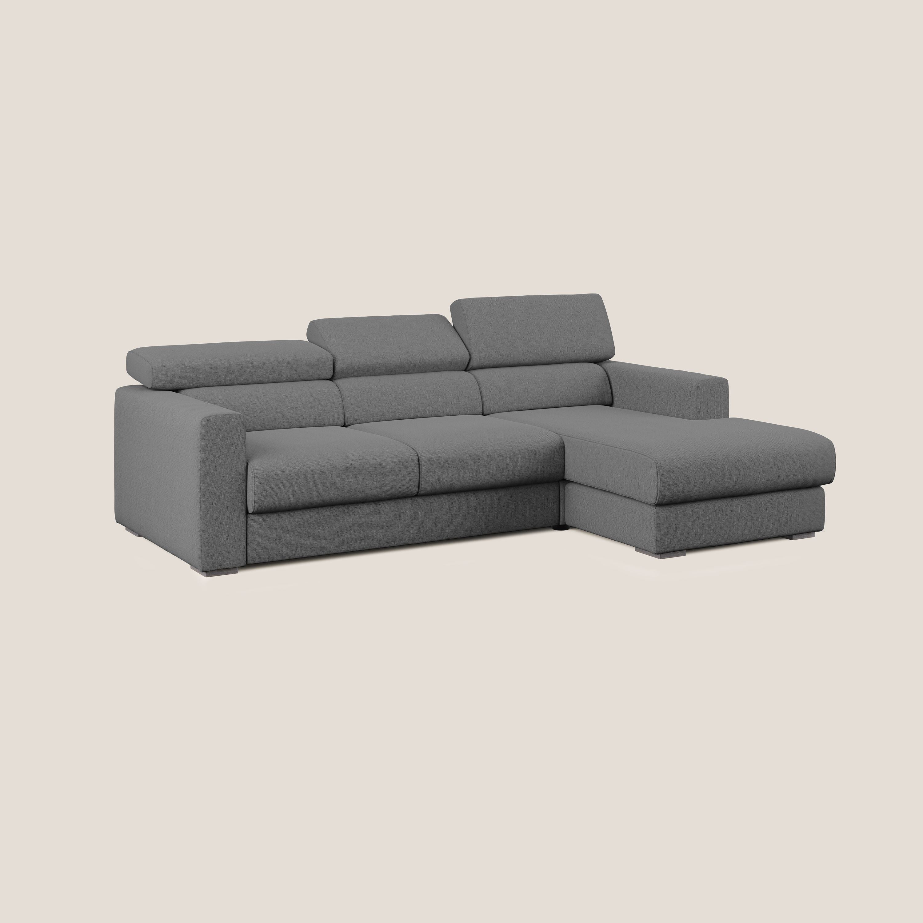 Dylan divano angolare con estraibile a cassettone in tessuto fiammato simil cotone impermeabile T19 antracite - divani.store