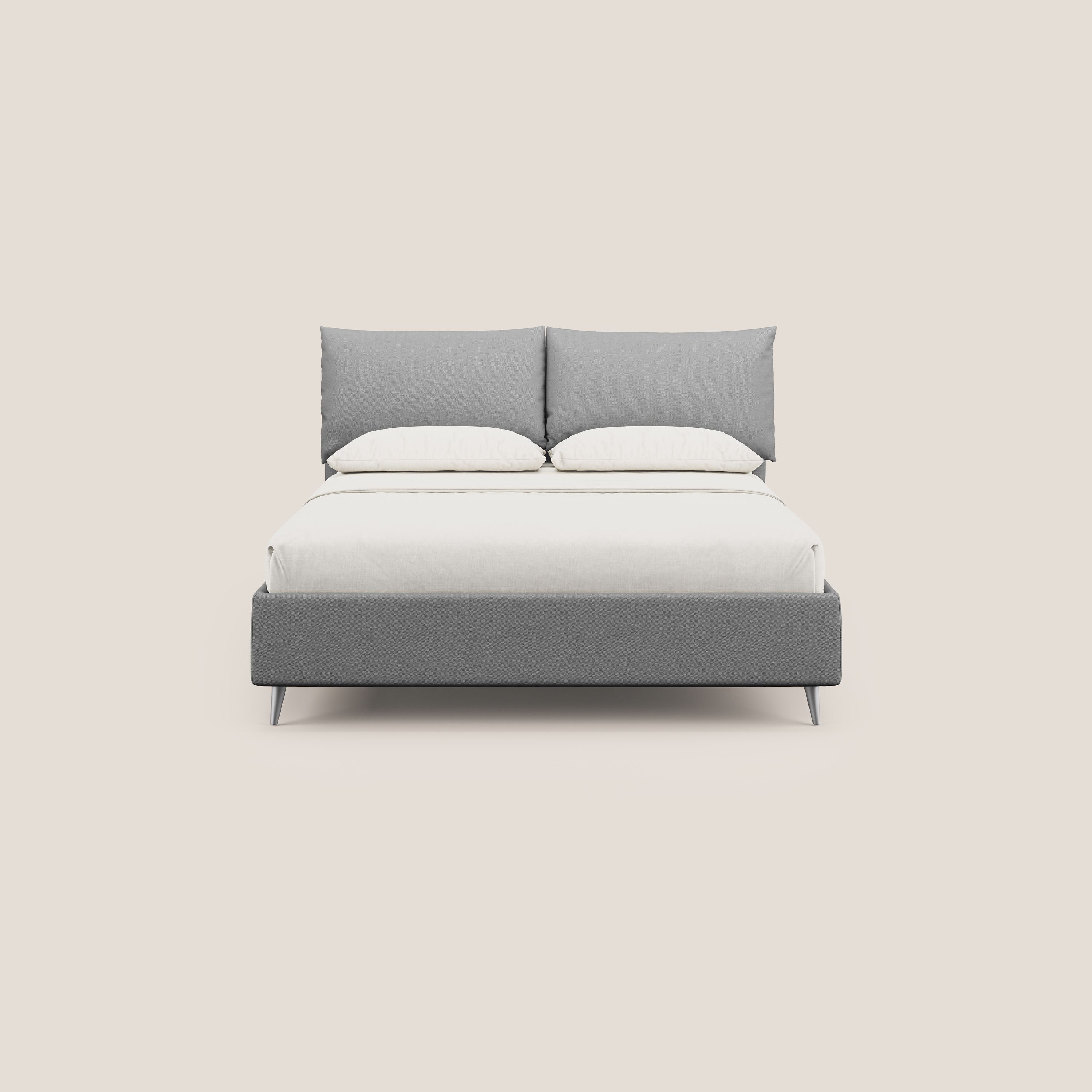 Elsa letto imbottito con vano contenitore in tessuto smacchiabile T05 grigio - divani.store