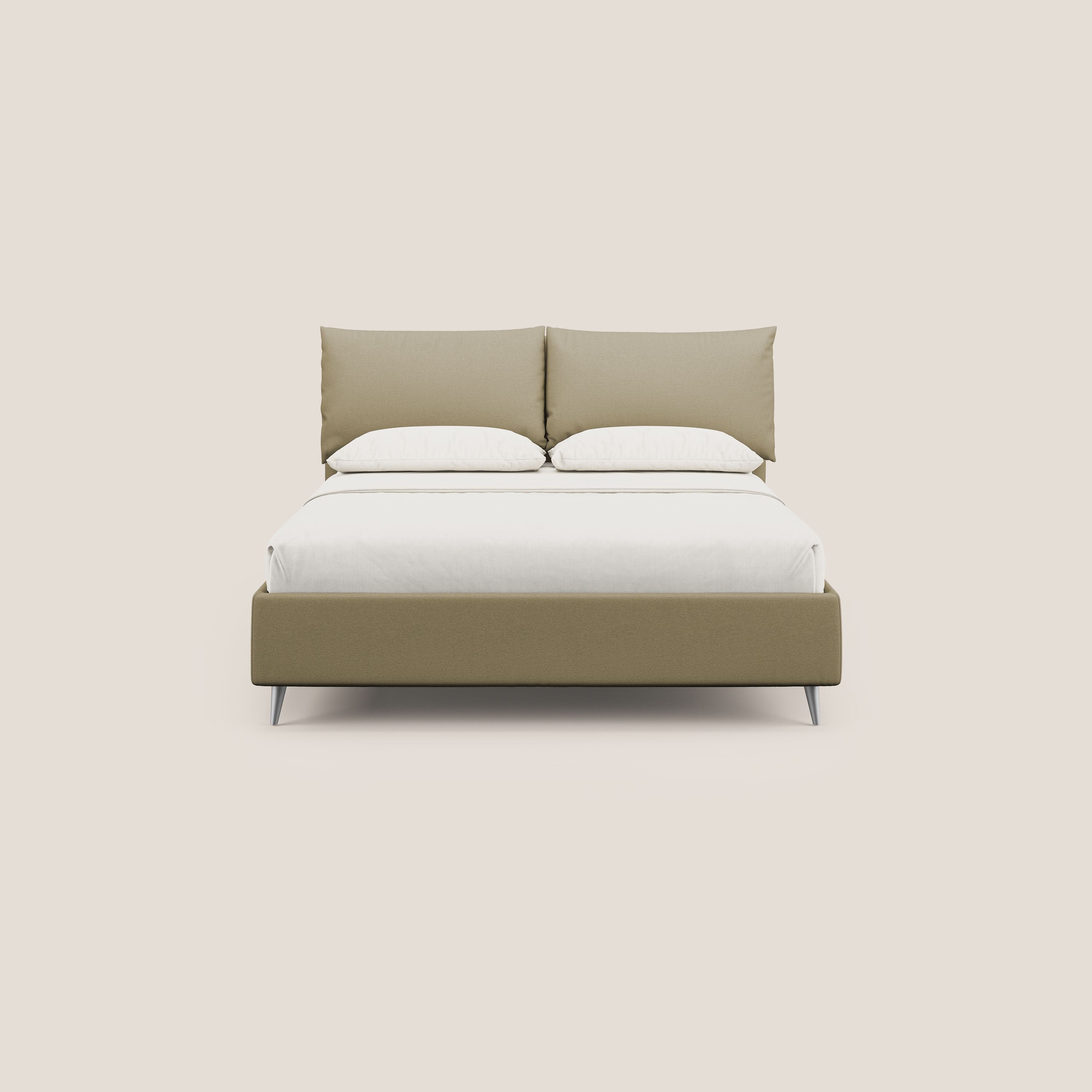 Elsa letto imbottito con vano contenitore in tessuto smacchiabile T05 cammello - divani.store