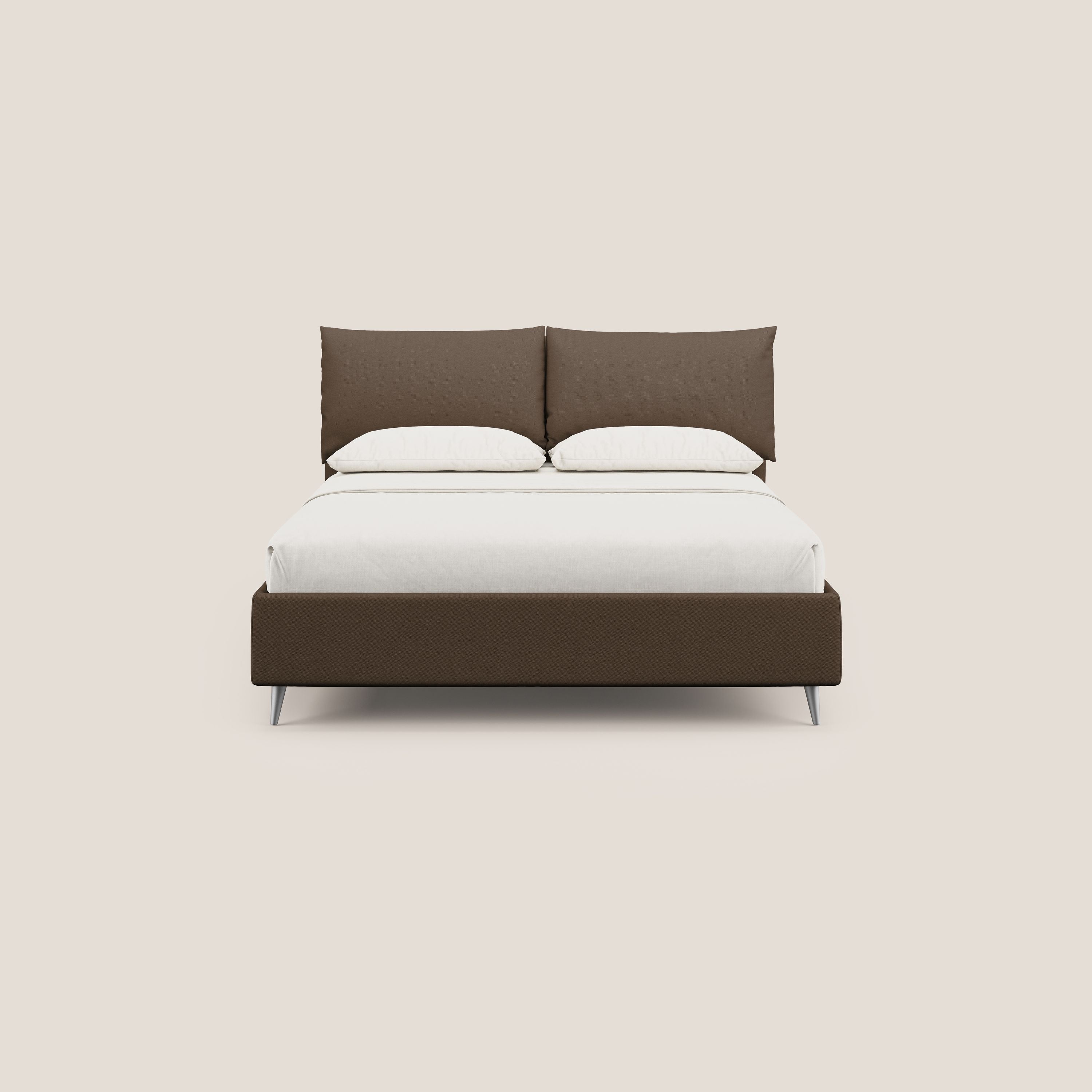 Elsa letto imbottito con vano contenitore in tessuto smacchiabile T05 marrone - divani.store