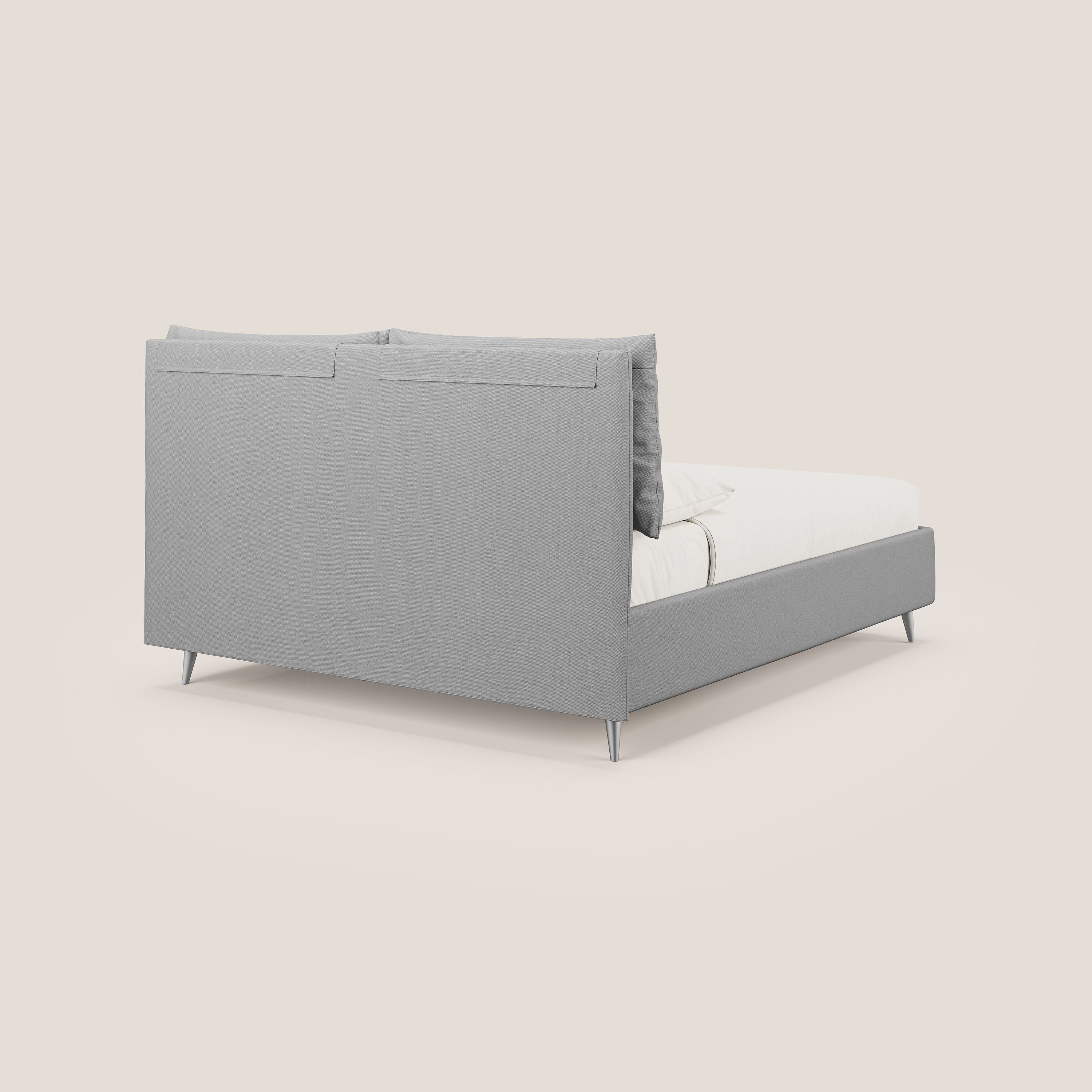 Elsa letto imbottito con vano contenitore in tessuto smacchiabile T05 grigio - divani.store