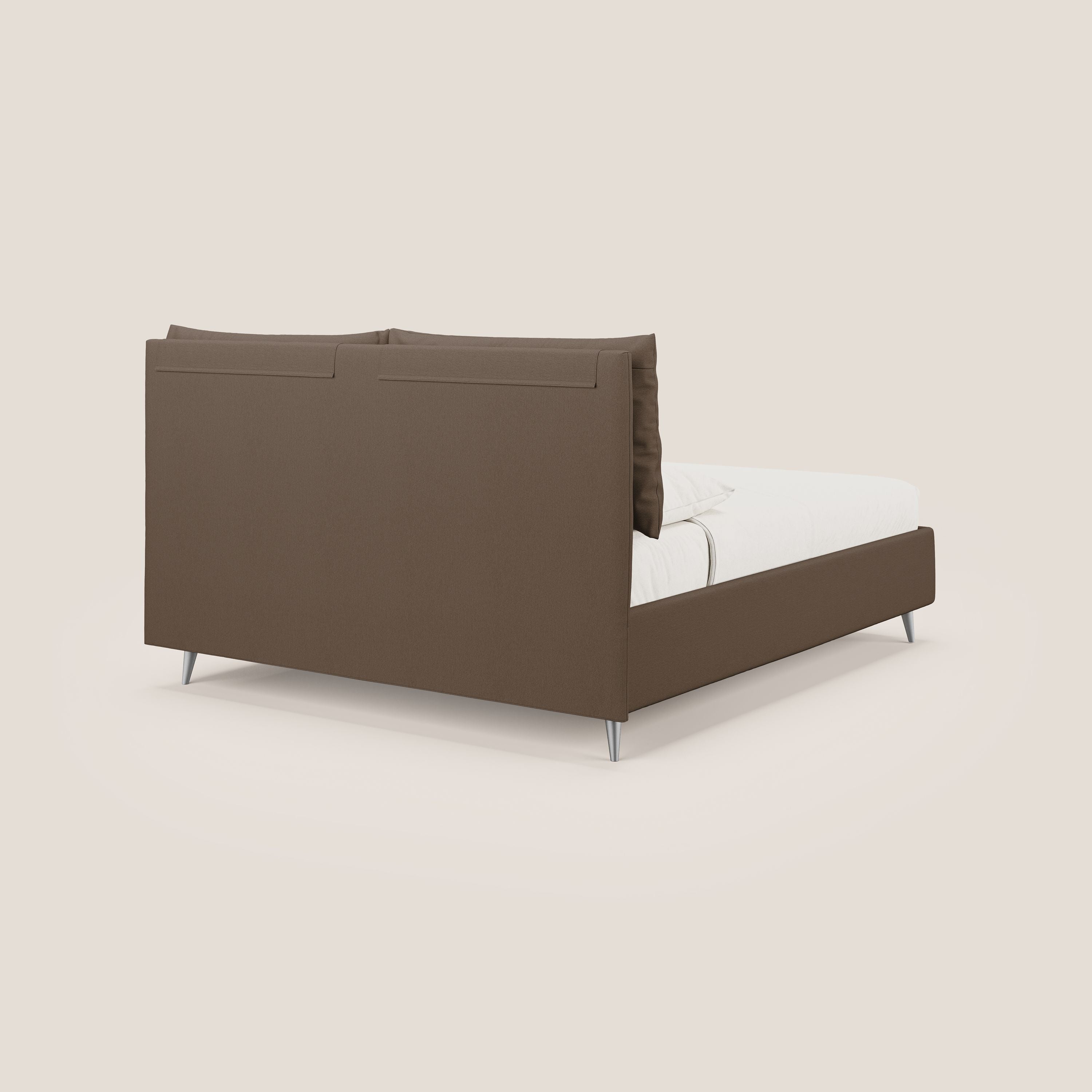 Elsa letto imbottito con vano contenitore in tessuto smacchiabile T05 marrone - divani.store