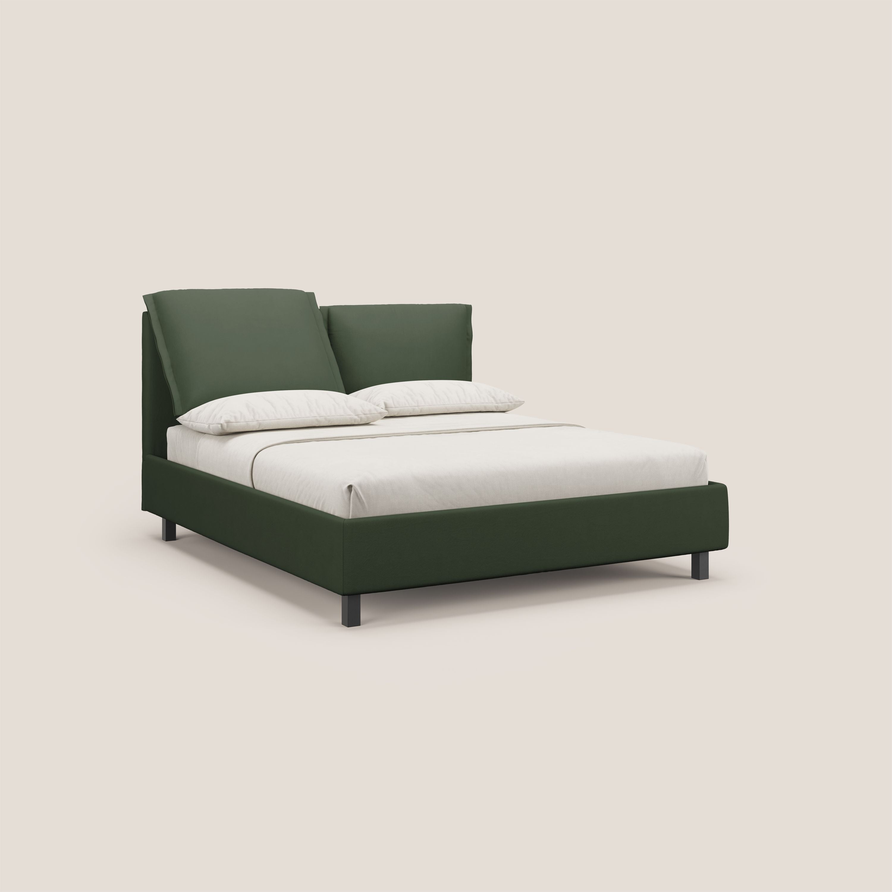 Emma letto contenitore con cuscini mobili in microfibra smacchiabile T11 verde - divani.store