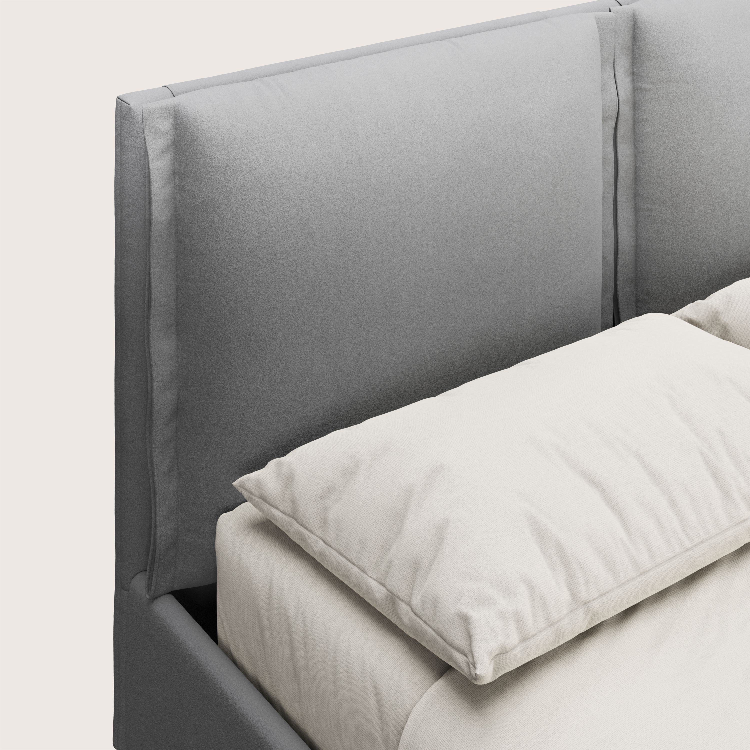 Emma letto contenitore con cuscini mobili in microfibra smacchiabile T11 grigio - divani.store