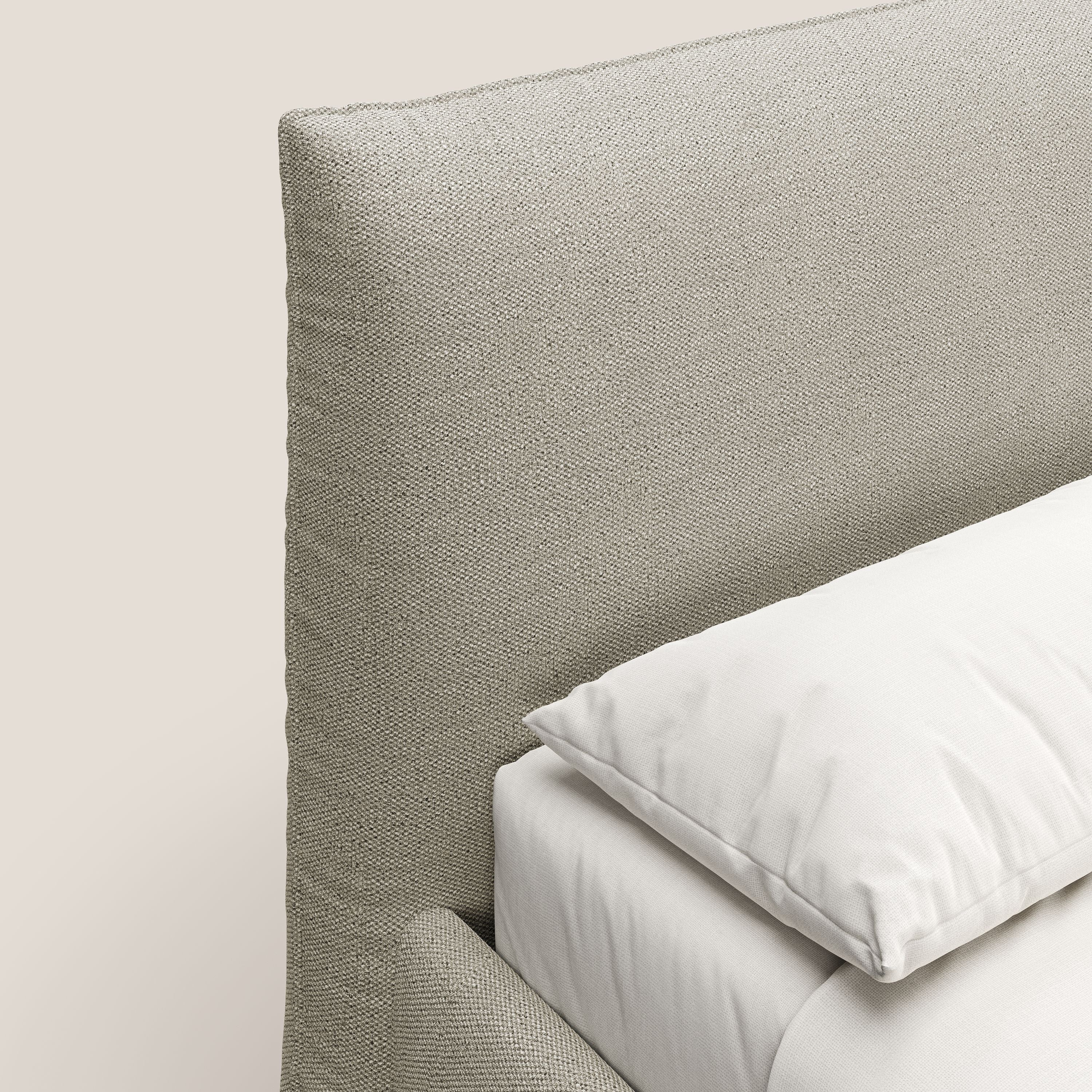 EROS letto imbottito in piuma con vano contenitore in pregiato e fresco bouclet smacchiabile T16 beige - divani.store