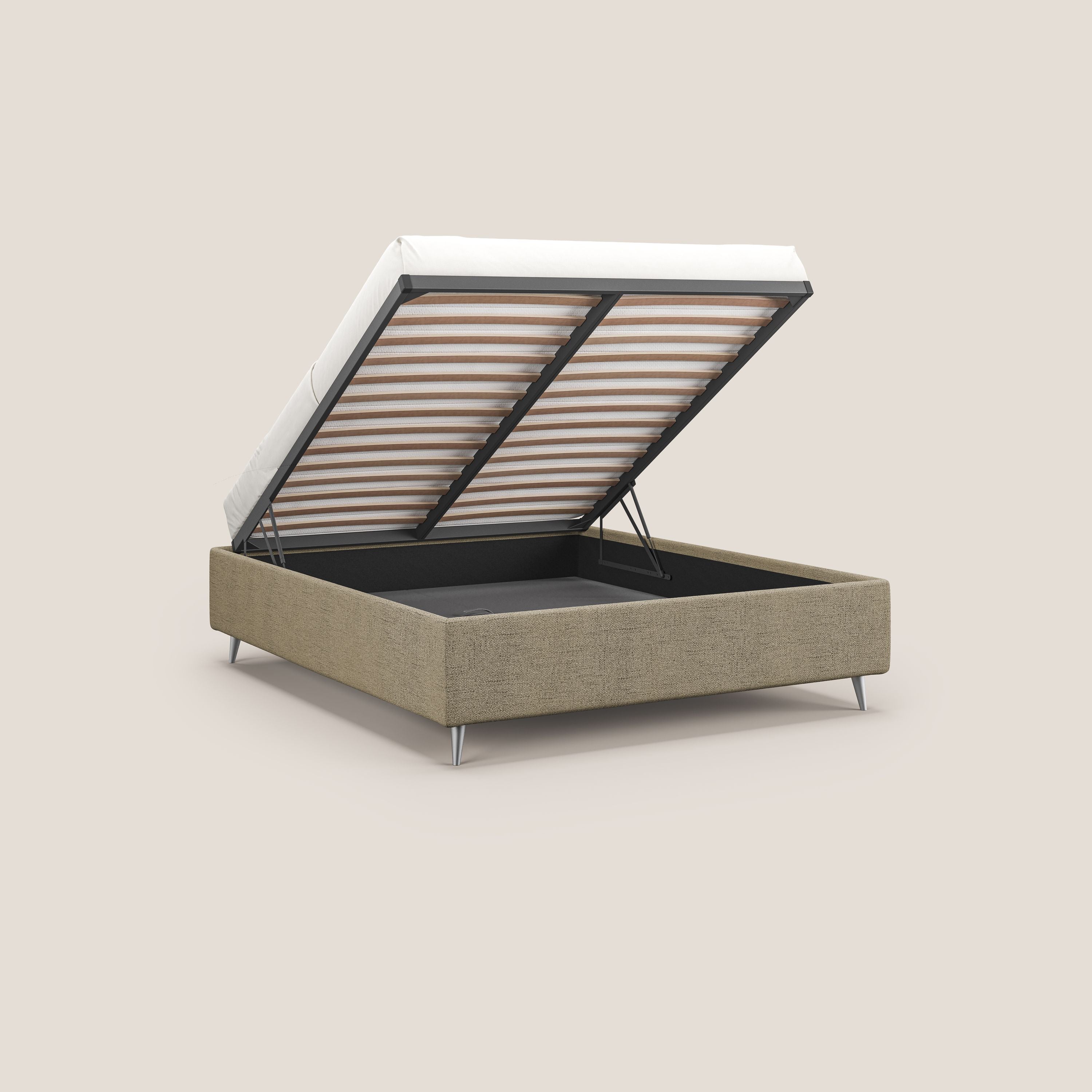 Febe sommier compatto con grande capienza del contenitore in tessuto impermeabile T03 marrone - divani.store