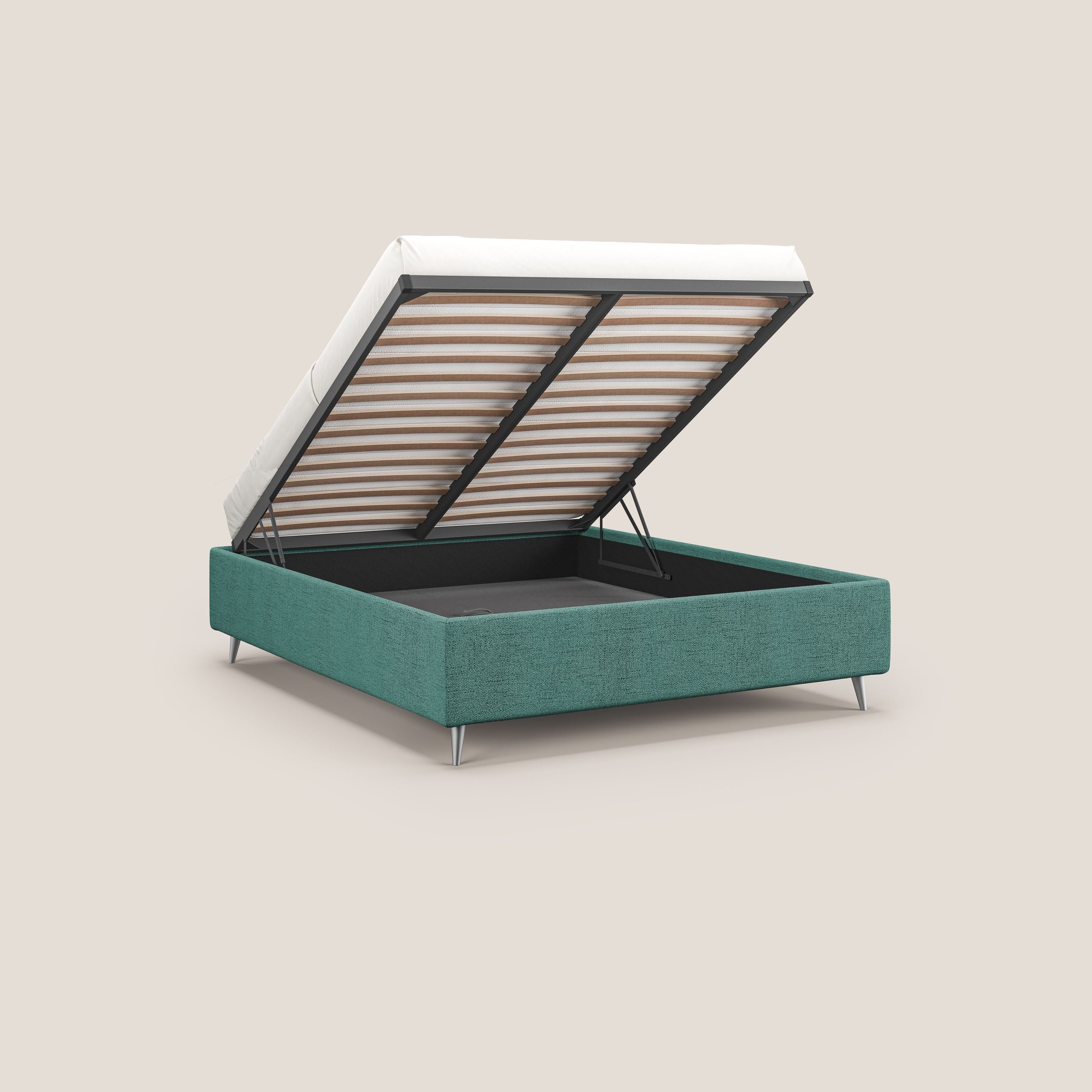 Febe sommier compatto con grande capienza del contenitore in tessuto impermeabile T03 verde acqua - divani.store