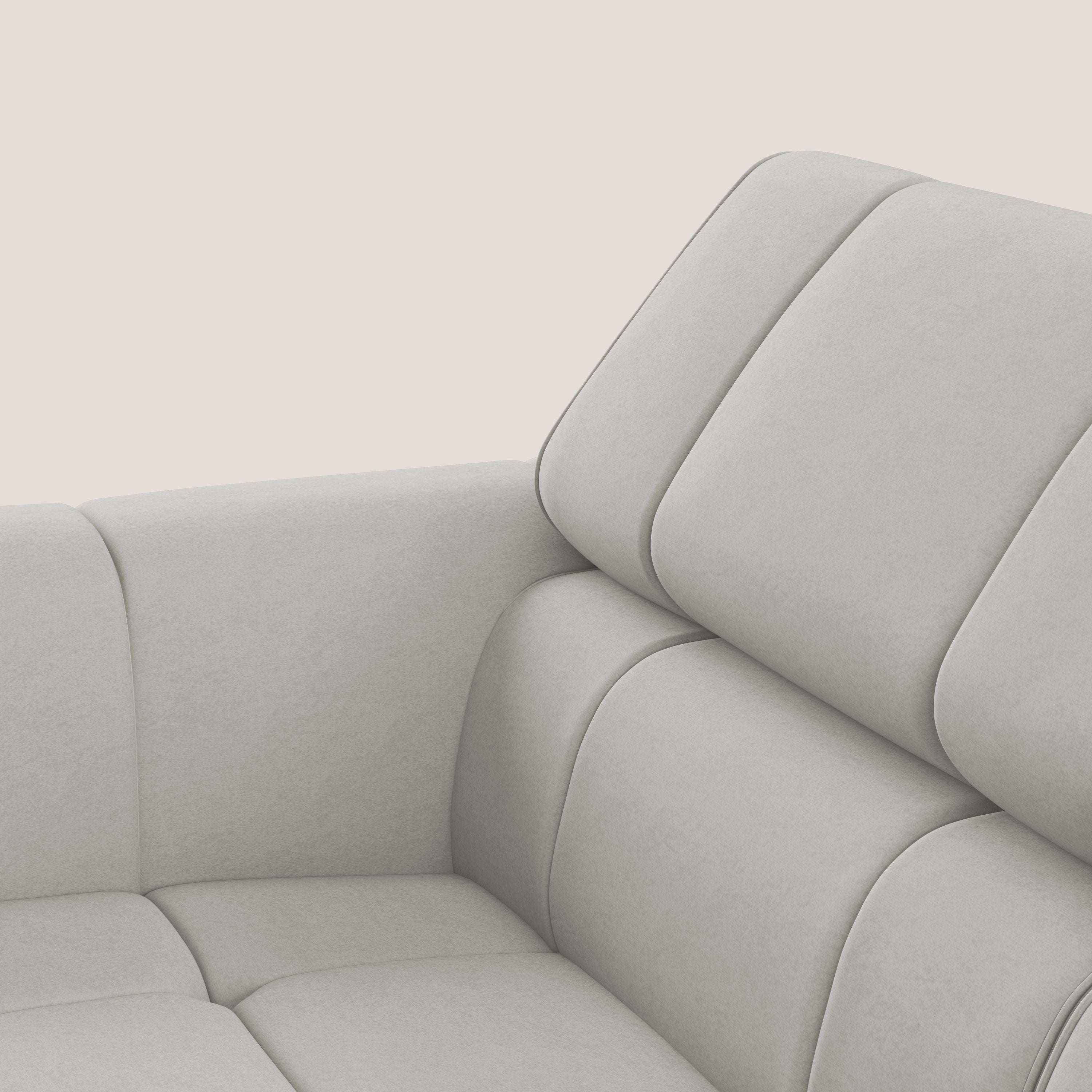 Giotto Divano modulare a 3 sedute con opzione relax elettrico in microfibra effetto velluto impermeabile T09 panna - divani.store