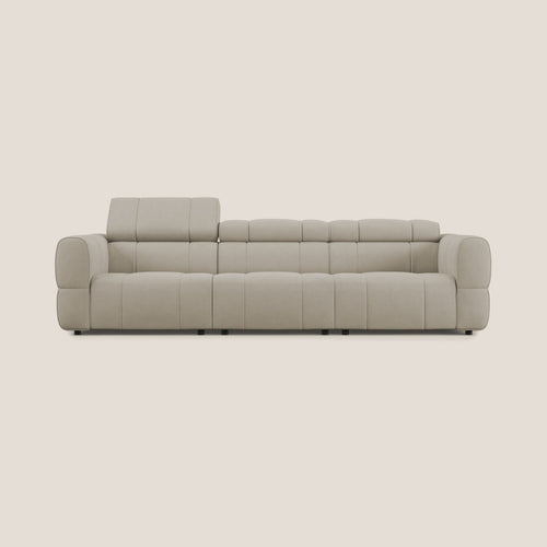 Giotto Divano modulare a 3 sedute con opzione relax elettrico in microfibra effetto velluto impermeabile T09 beige - divani.store