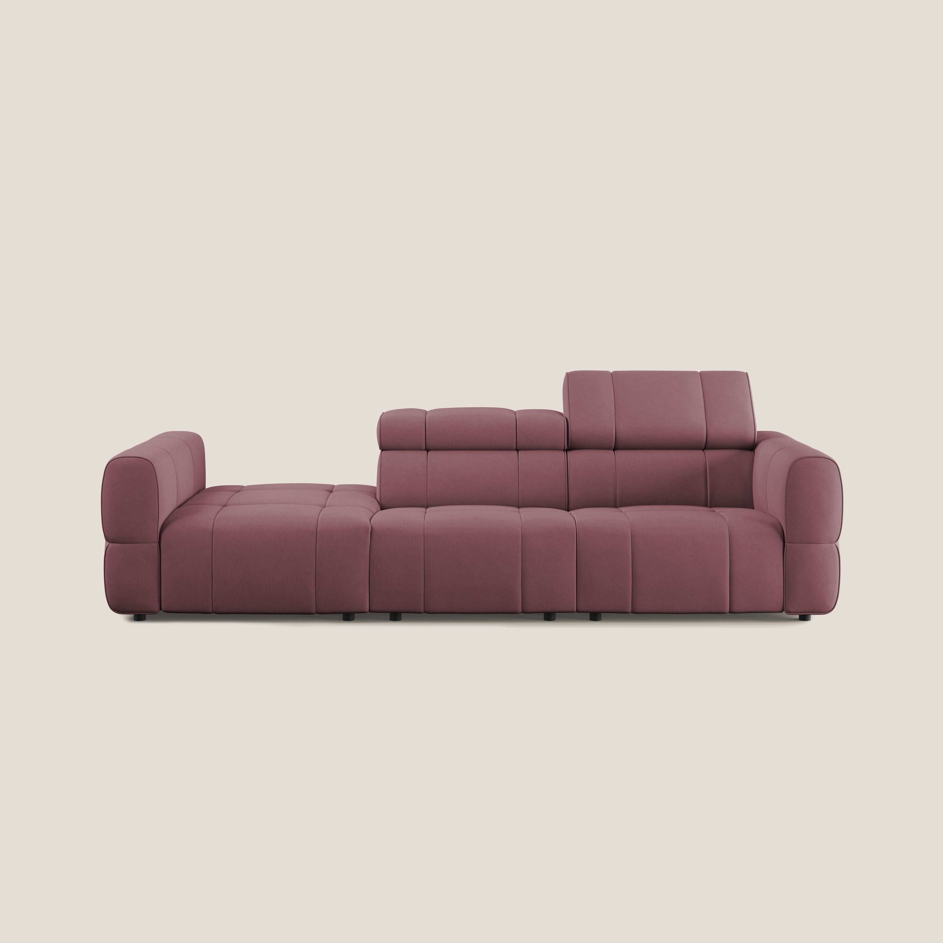 Giotto Divano con terminale e opzione relax elettrico in microfibra effetto velluto impermeabile T09 - divani.store