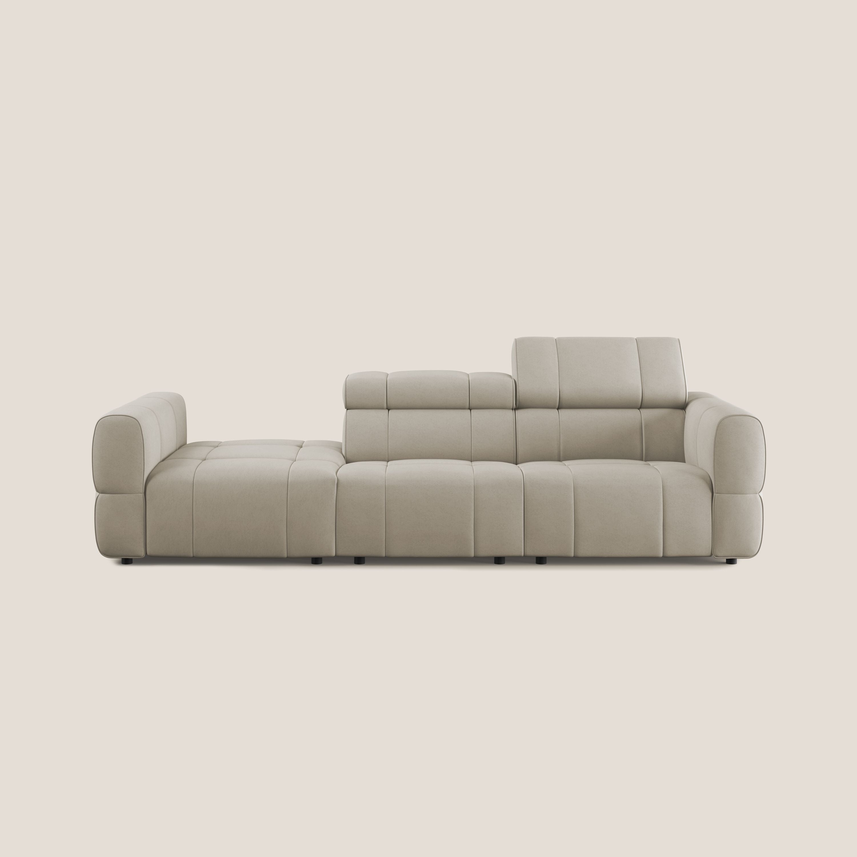 Giotto Divano con terminale e opzione relax elettrico in microfibra effetto velluto impermeabile T09 - divani.store