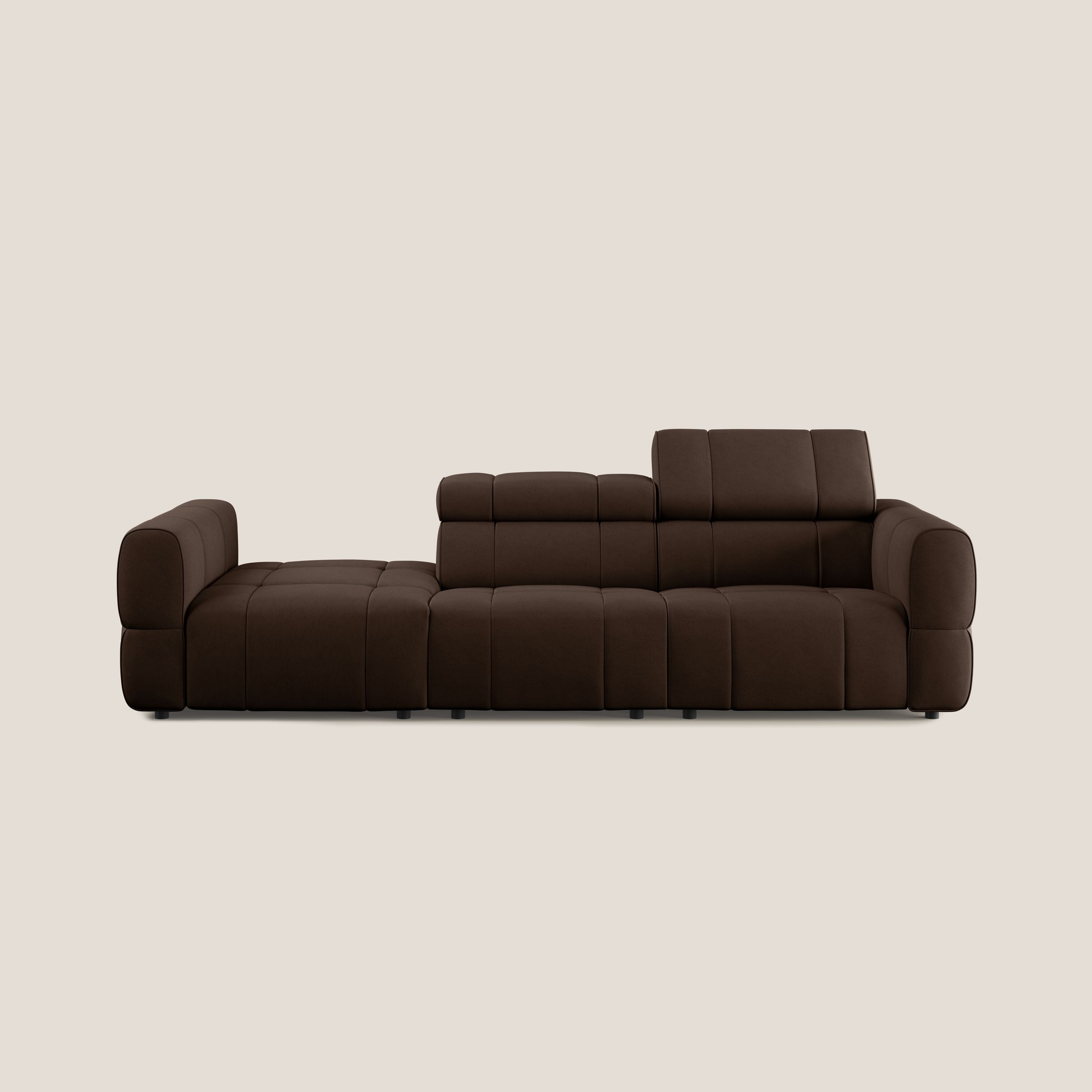 Giotto Divano con terminale e opzione relax elettrico in microfibra effetto velluto impermeabile T09 - divani.store