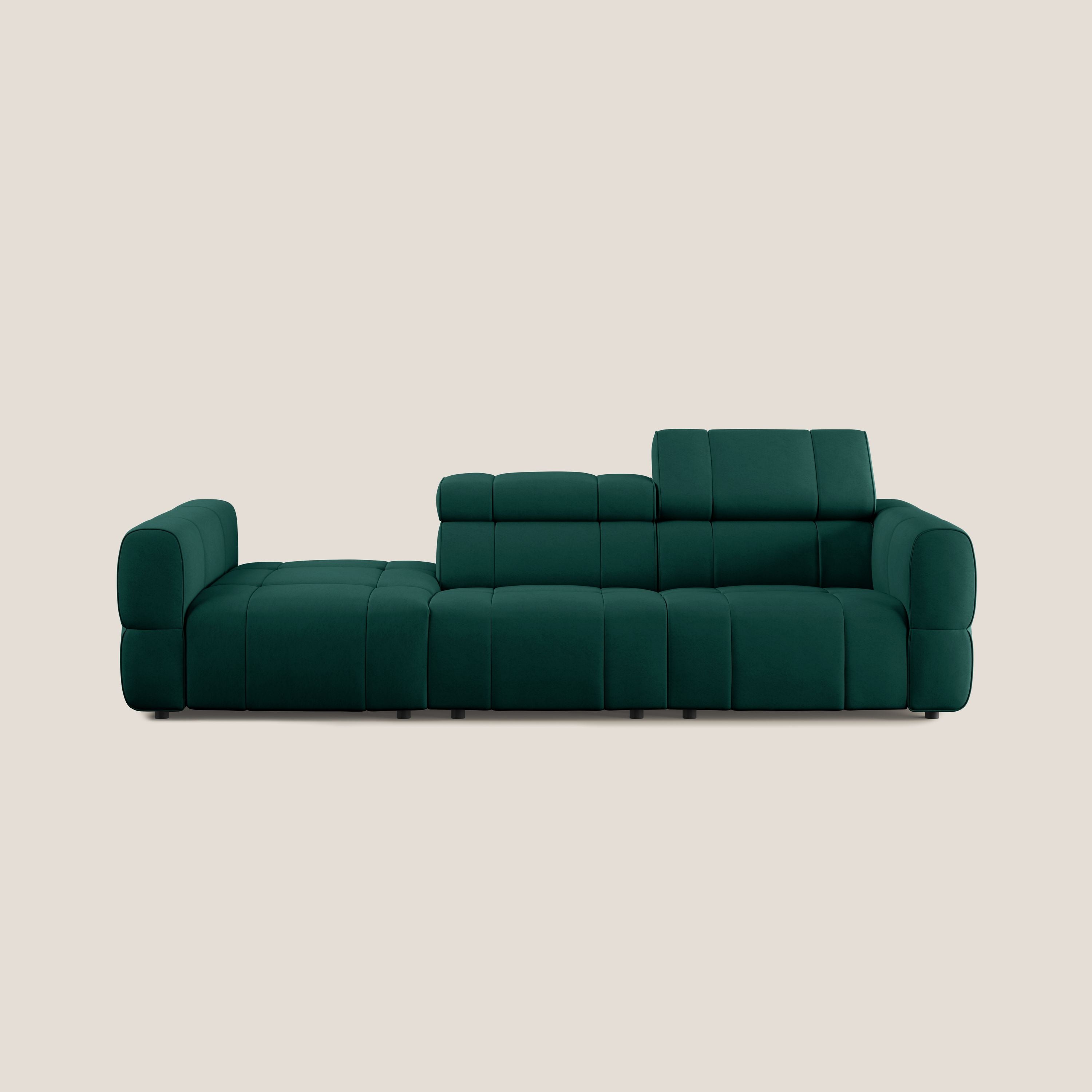 Giotto Divano con terminale e opzione relax elettrico in microfibra effetto velluto impermeabile T09 - divani.store