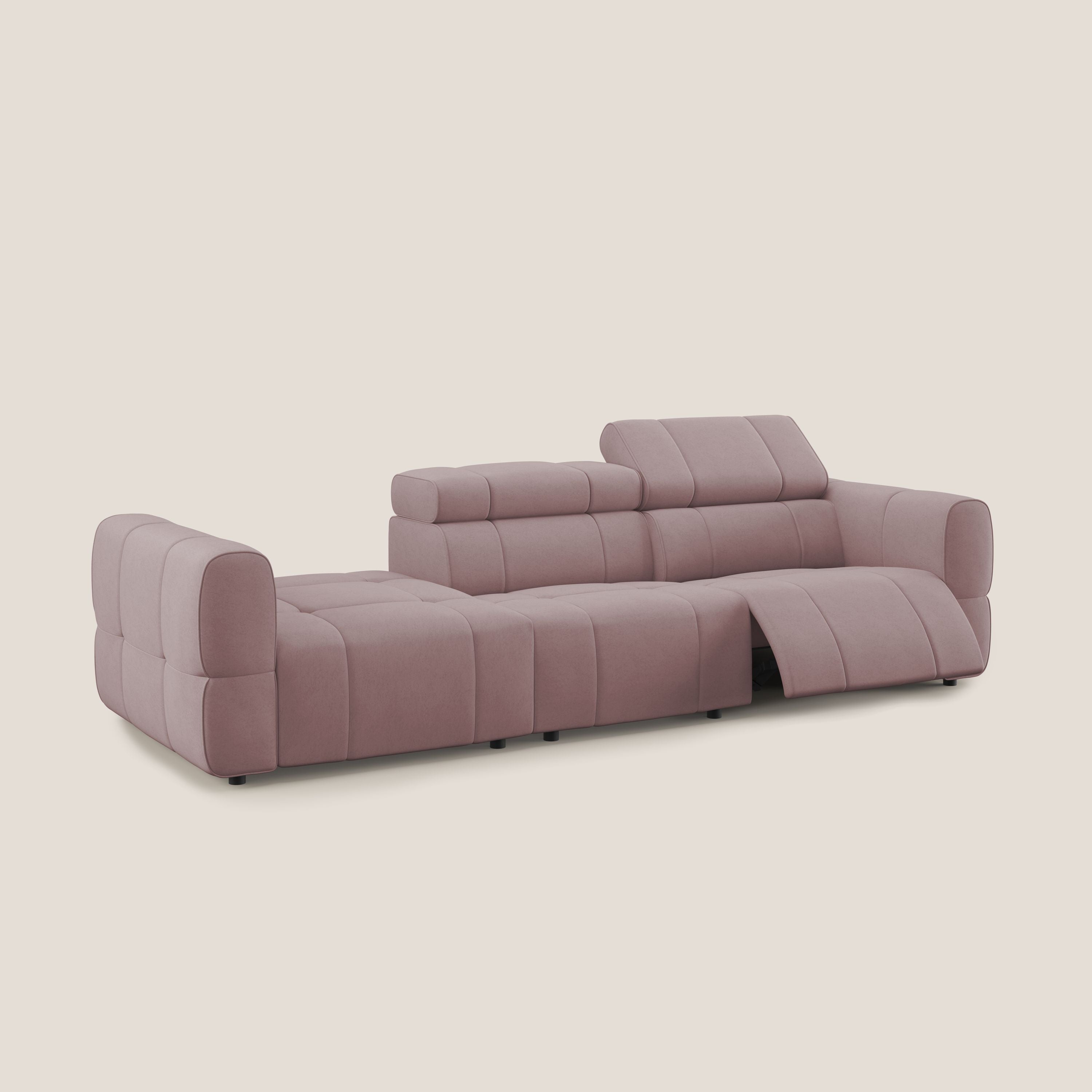 Giotto Divano con terminale e opzione relax elettrico in microfibra effetto velluto impermeabile T09 - divani.store