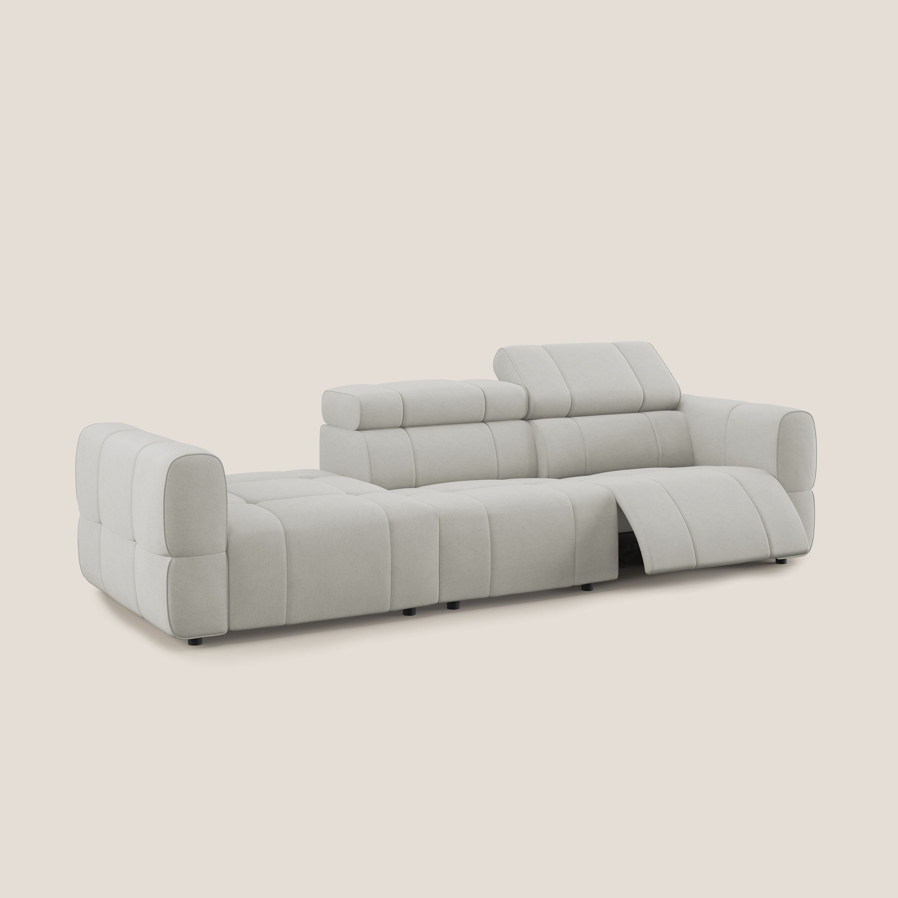 Giotto Divano con terminale e opzione relax elettrico in microfibra effetto velluto impermeabile T09 - divani.store