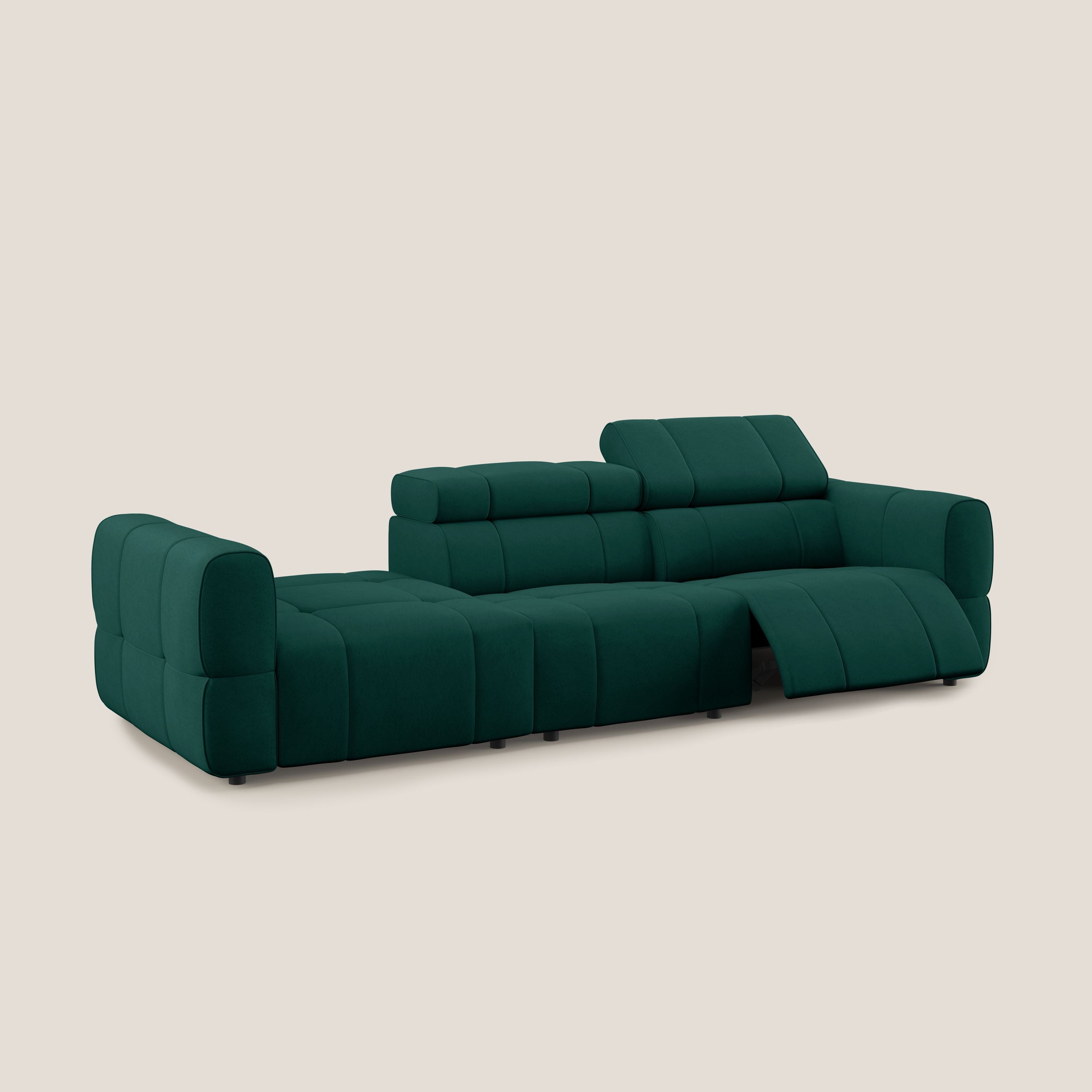 Giotto Divano con terminale e opzione relax elettrico in microfibra effetto velluto impermeabile T09 - divani.store
