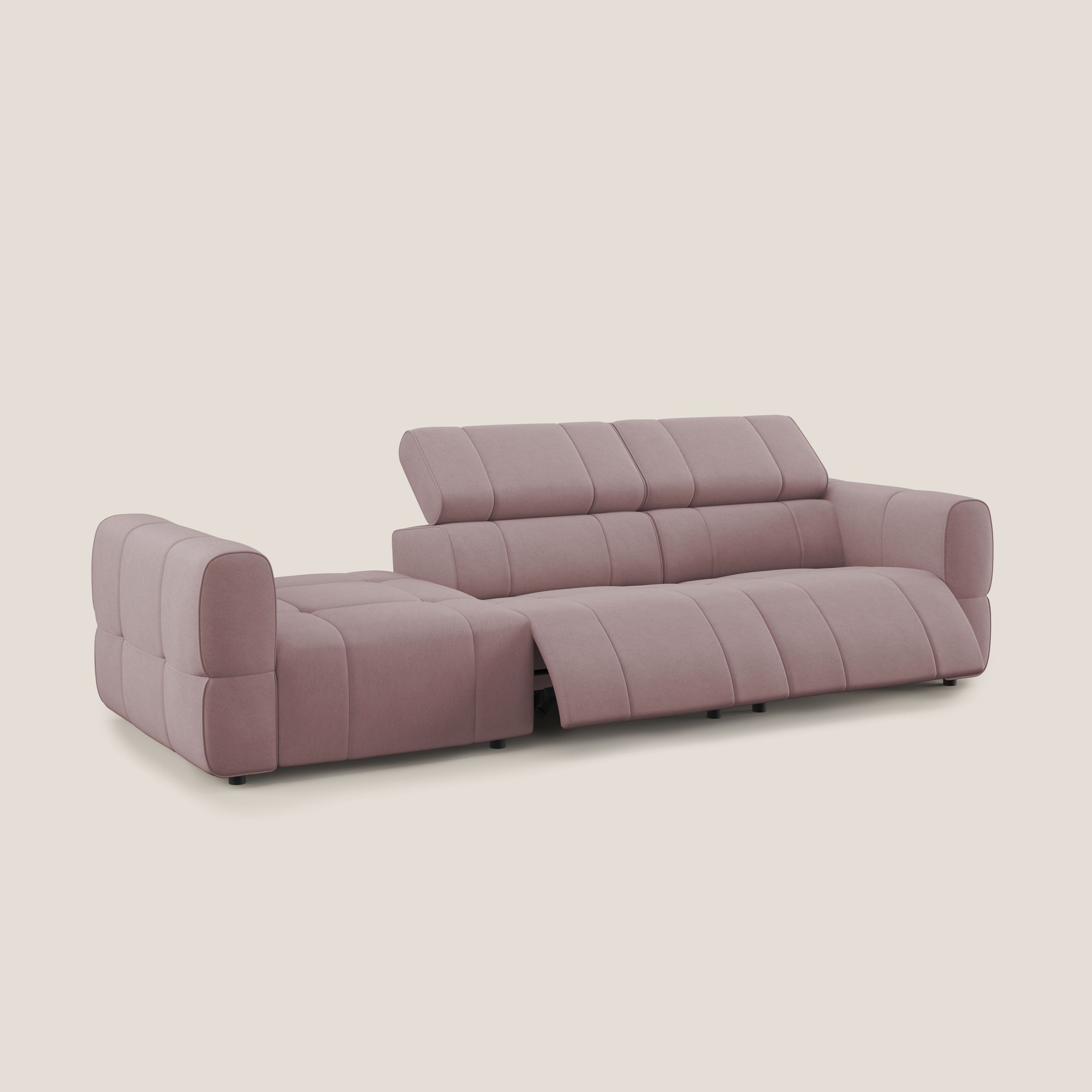 Giotto Divano con terminale e opzione relax elettrico in microfibra effetto velluto impermeabile T09 - divani.store
