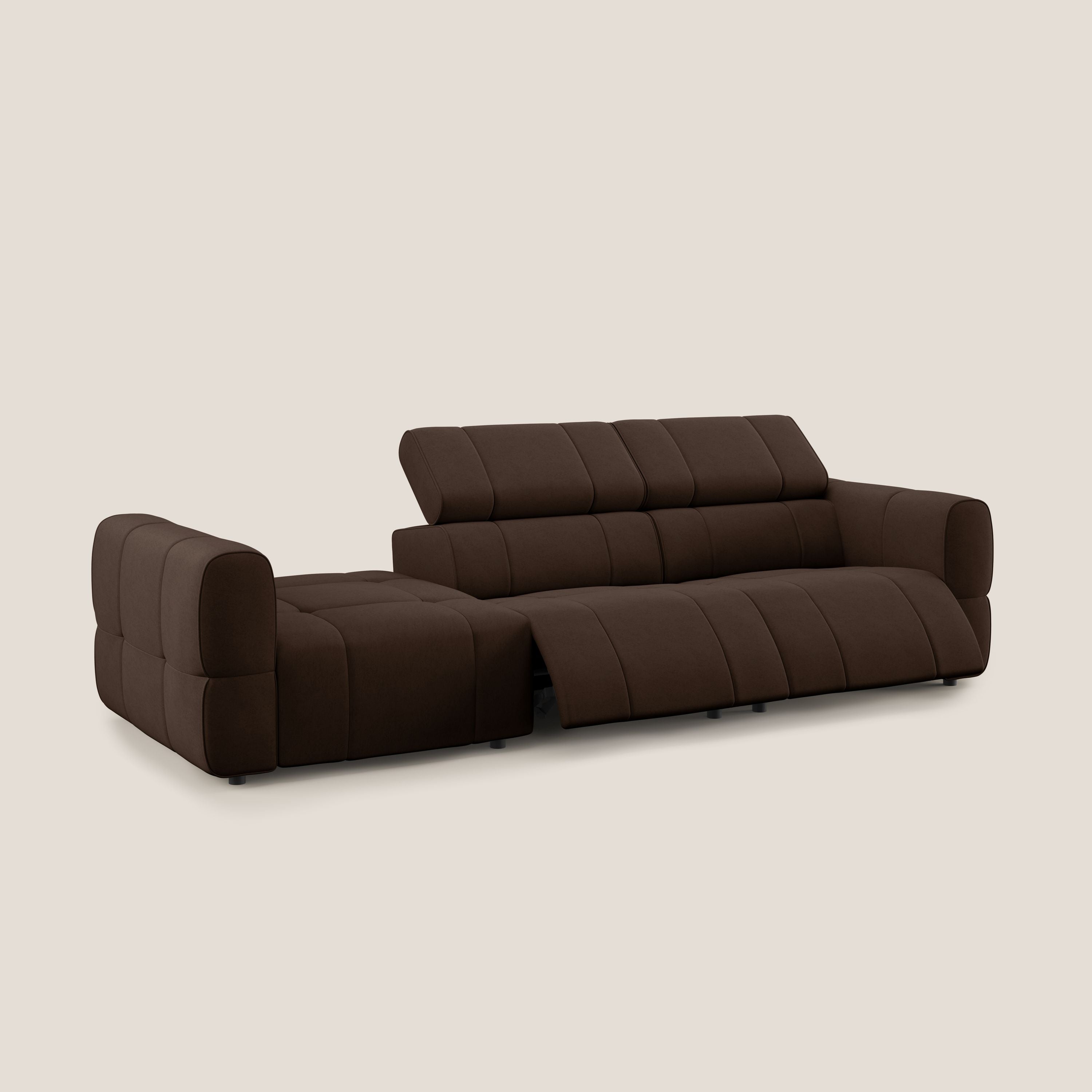 Giotto Divano con terminale e opzione relax elettrico in microfibra effetto velluto impermeabile T09 - divani.store