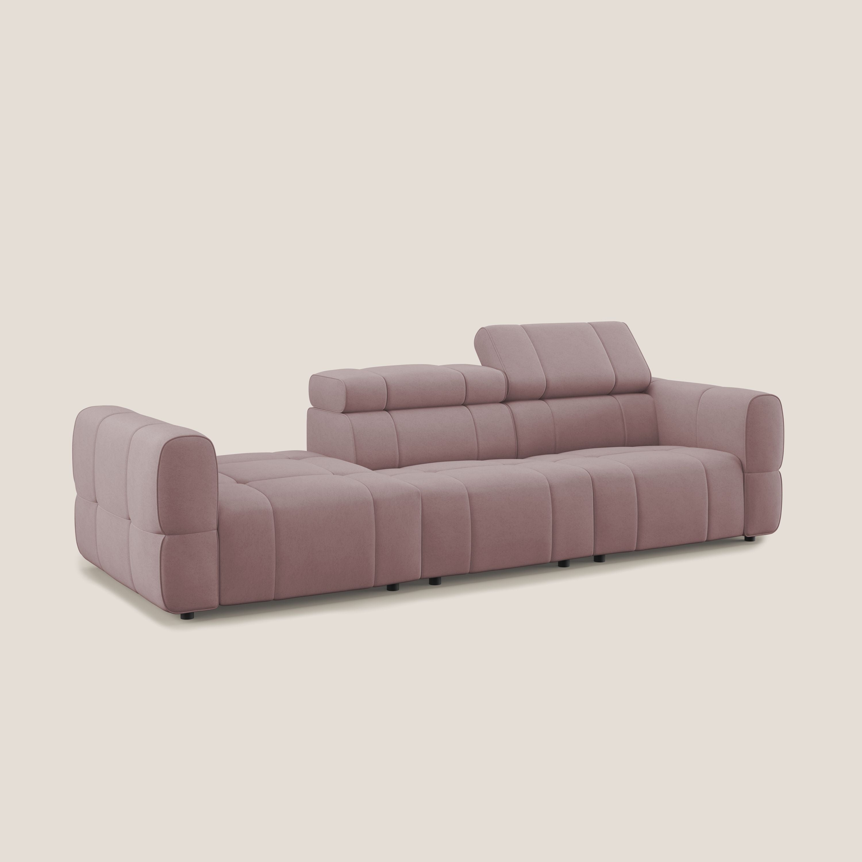 Giotto Divano con terminale e opzione relax elettrico in microfibra effetto velluto impermeabile T09 - divani.store