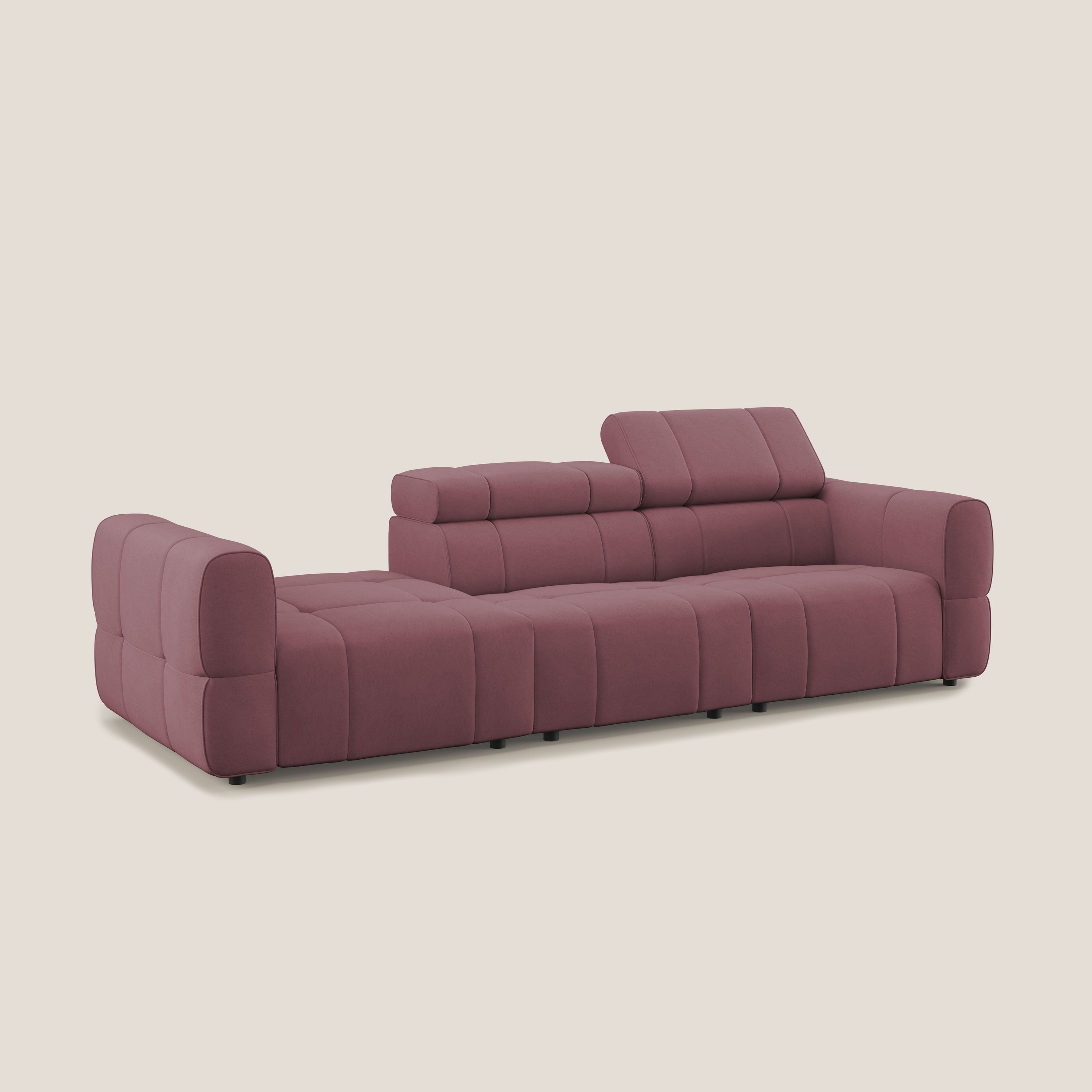 Giotto Divano con terminale e opzione relax elettrico in microfibra effetto velluto impermeabile T09 - divani.store