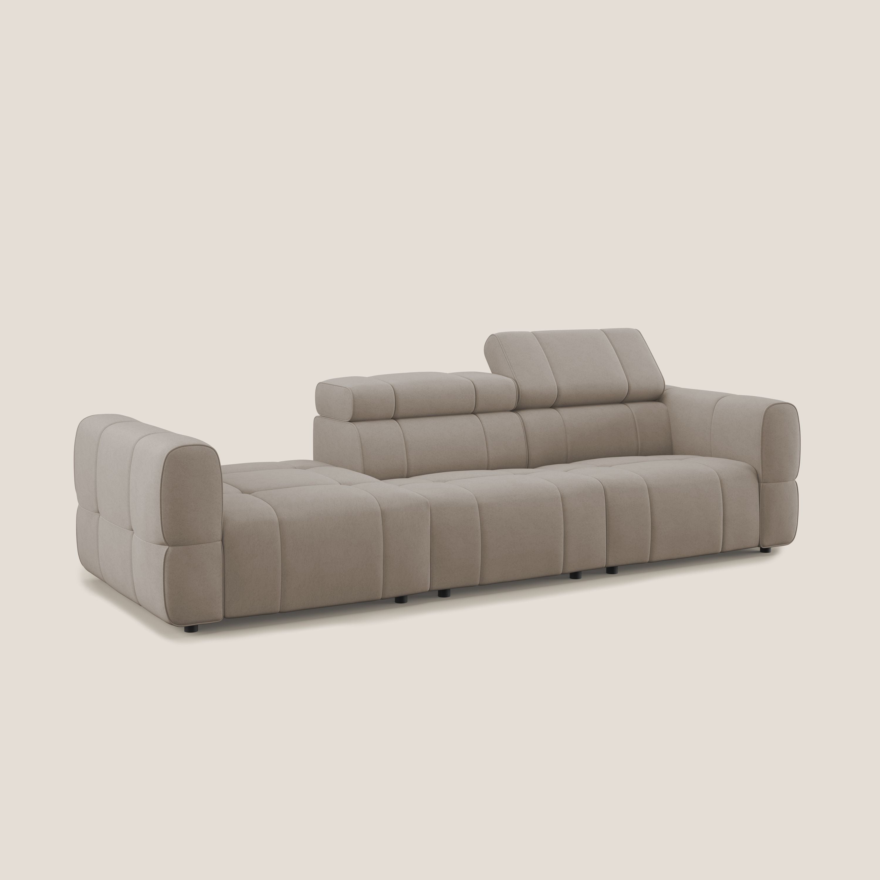 Giotto Divano con terminale e opzione relax elettrico in microfibra effetto velluto impermeabile T09 - divani.store