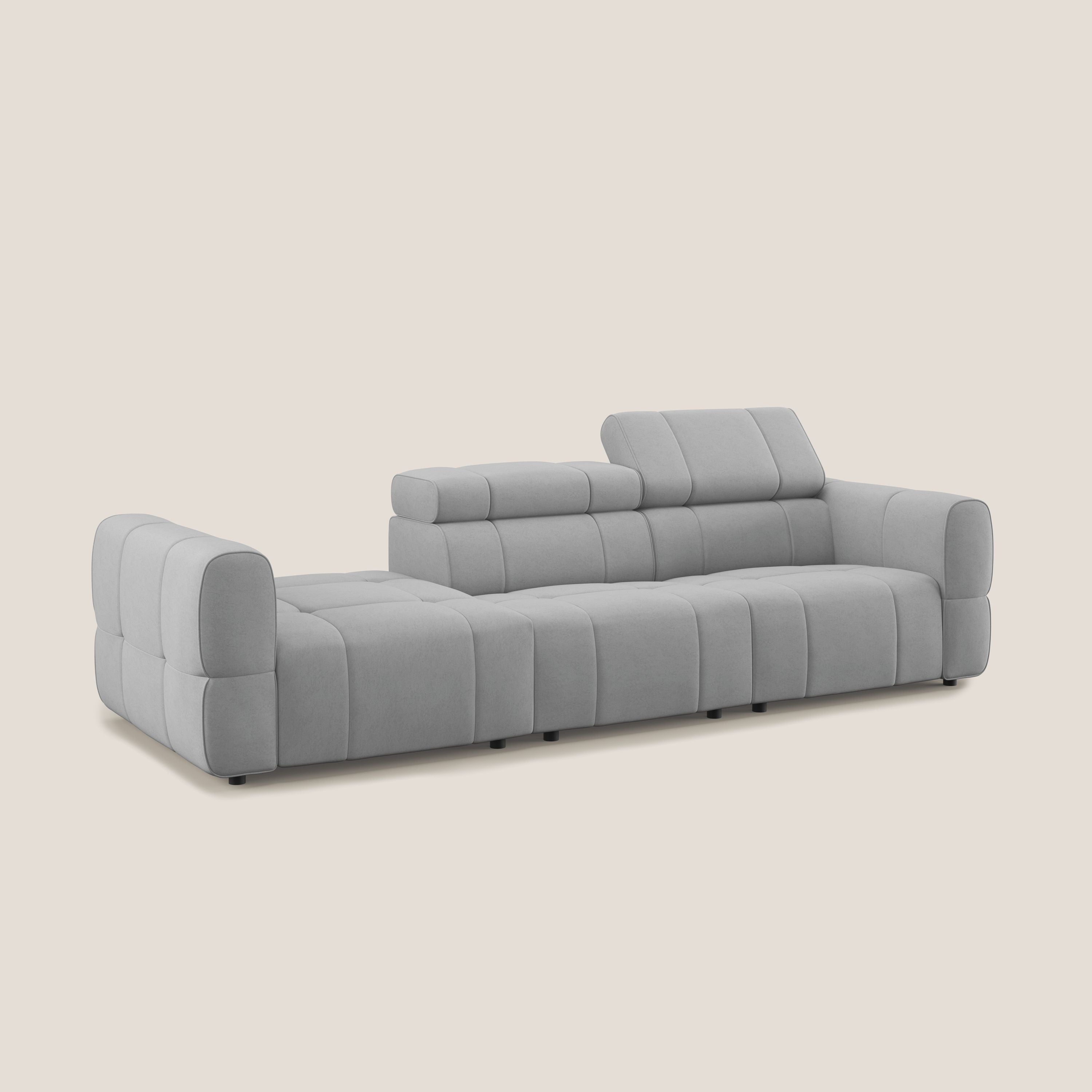 Giotto Divano con terminale e opzione relax elettrico in microfibra effetto velluto impermeabile T09 - divani.store