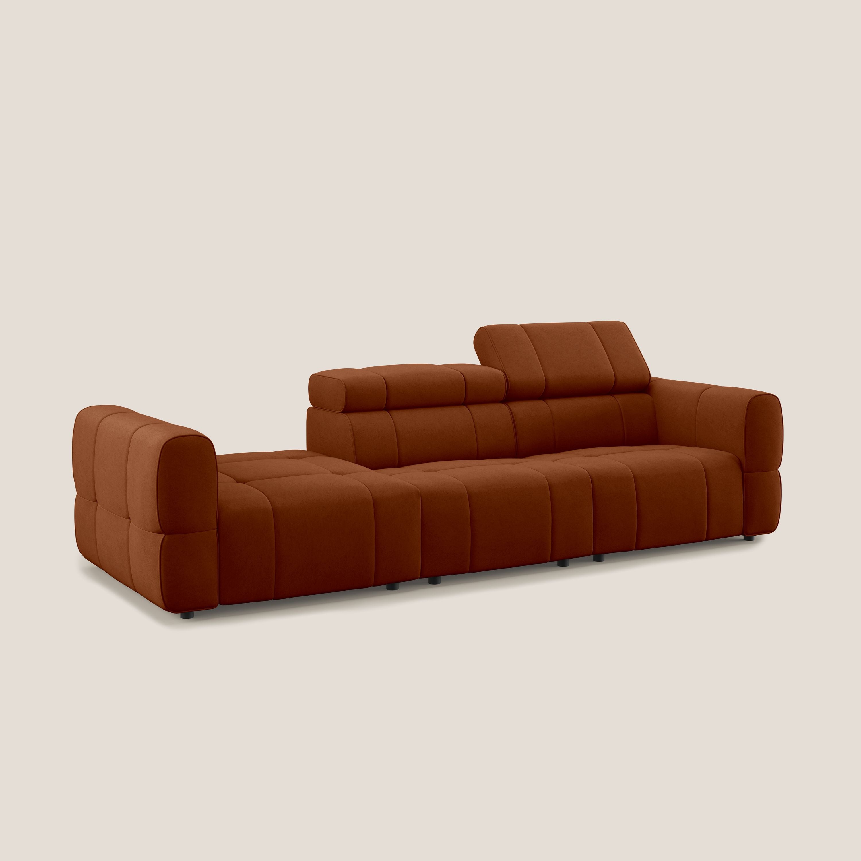 Giotto Divano con terminale e opzione relax elettrico in microfibra effetto velluto impermeabile T09 - divani.store