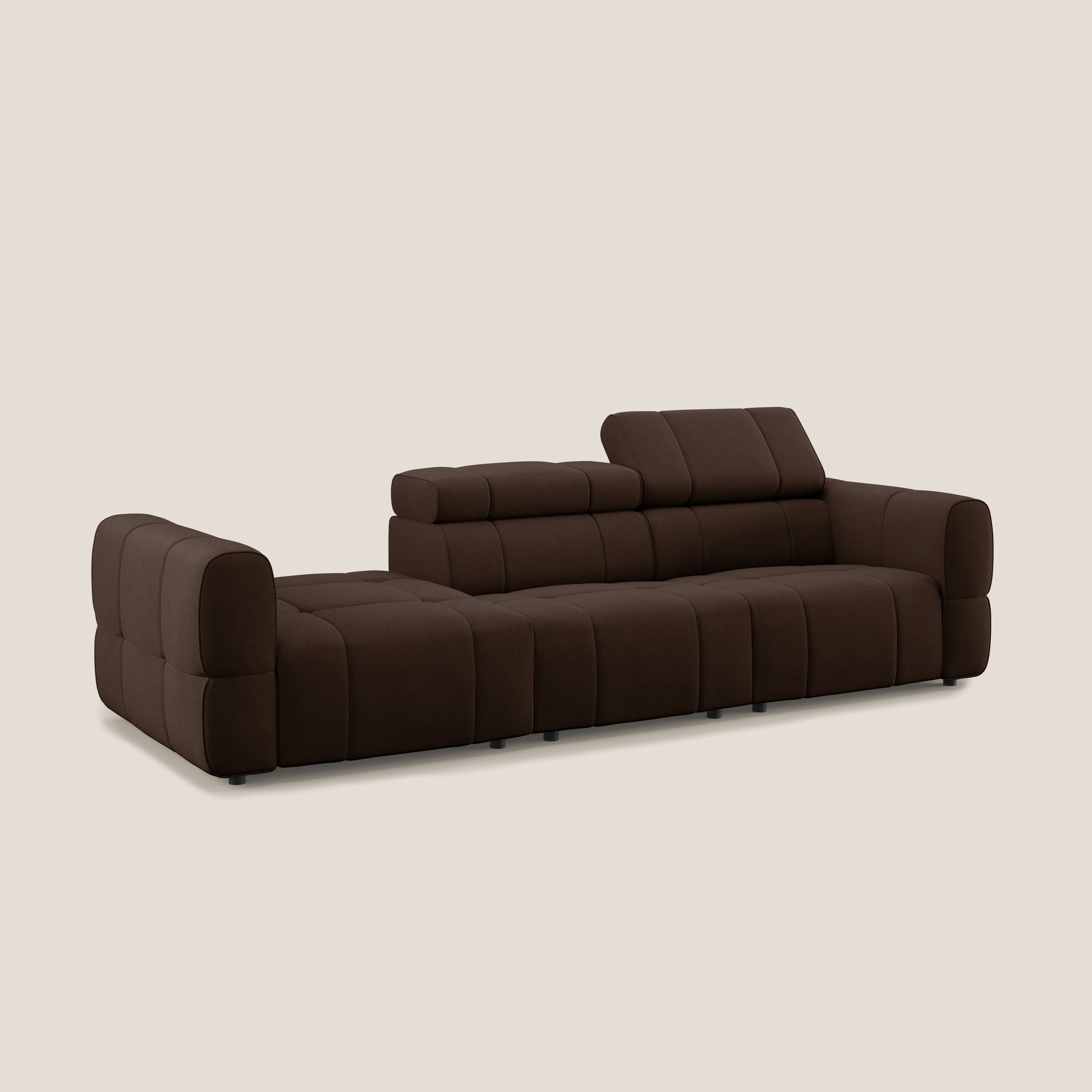 Giotto Divano con terminale e opzione relax elettrico in microfibra effetto velluto impermeabile T09 - divani.store