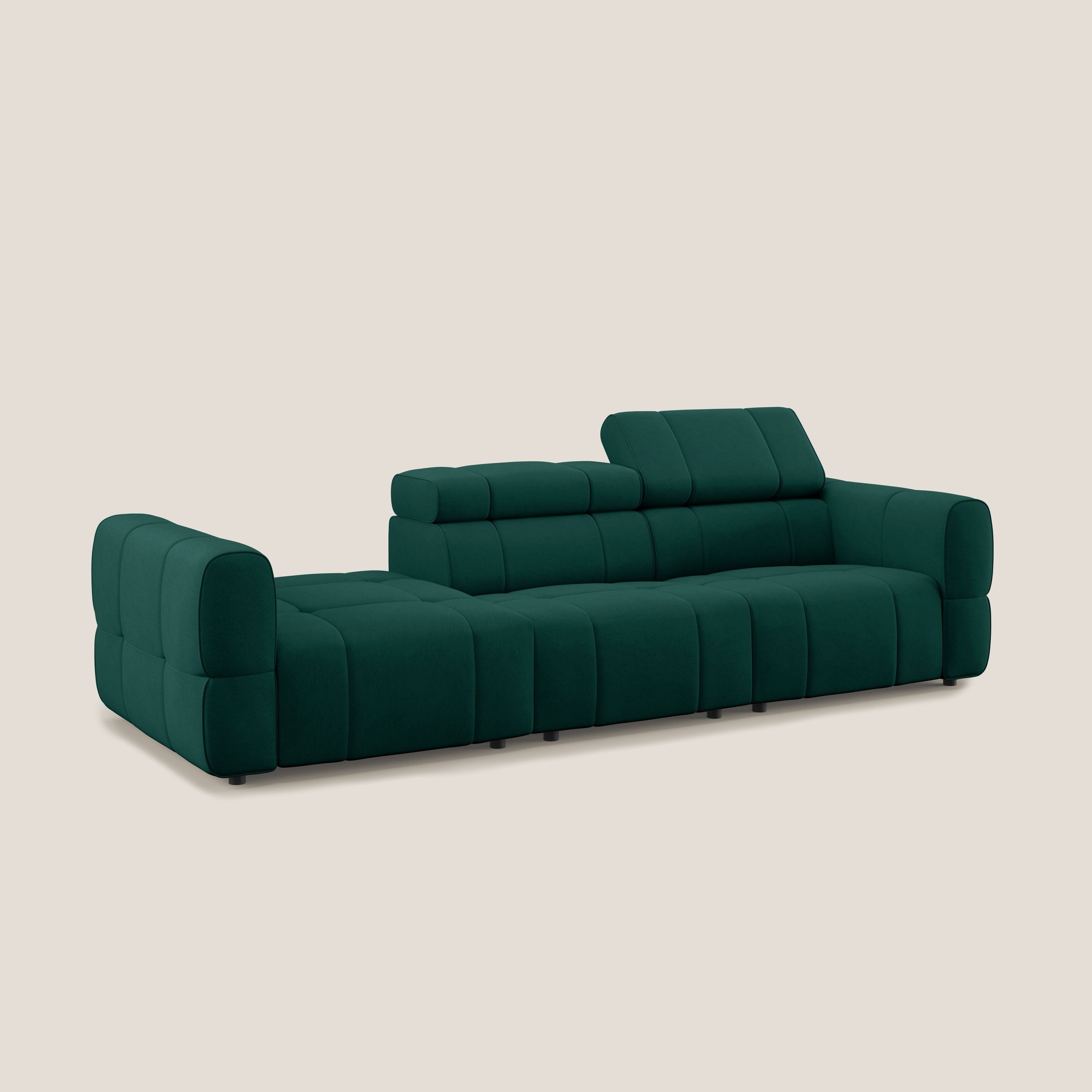 Giotto Divano con terminale e opzione relax elettrico in microfibra effetto velluto impermeabile T09 - divani.store