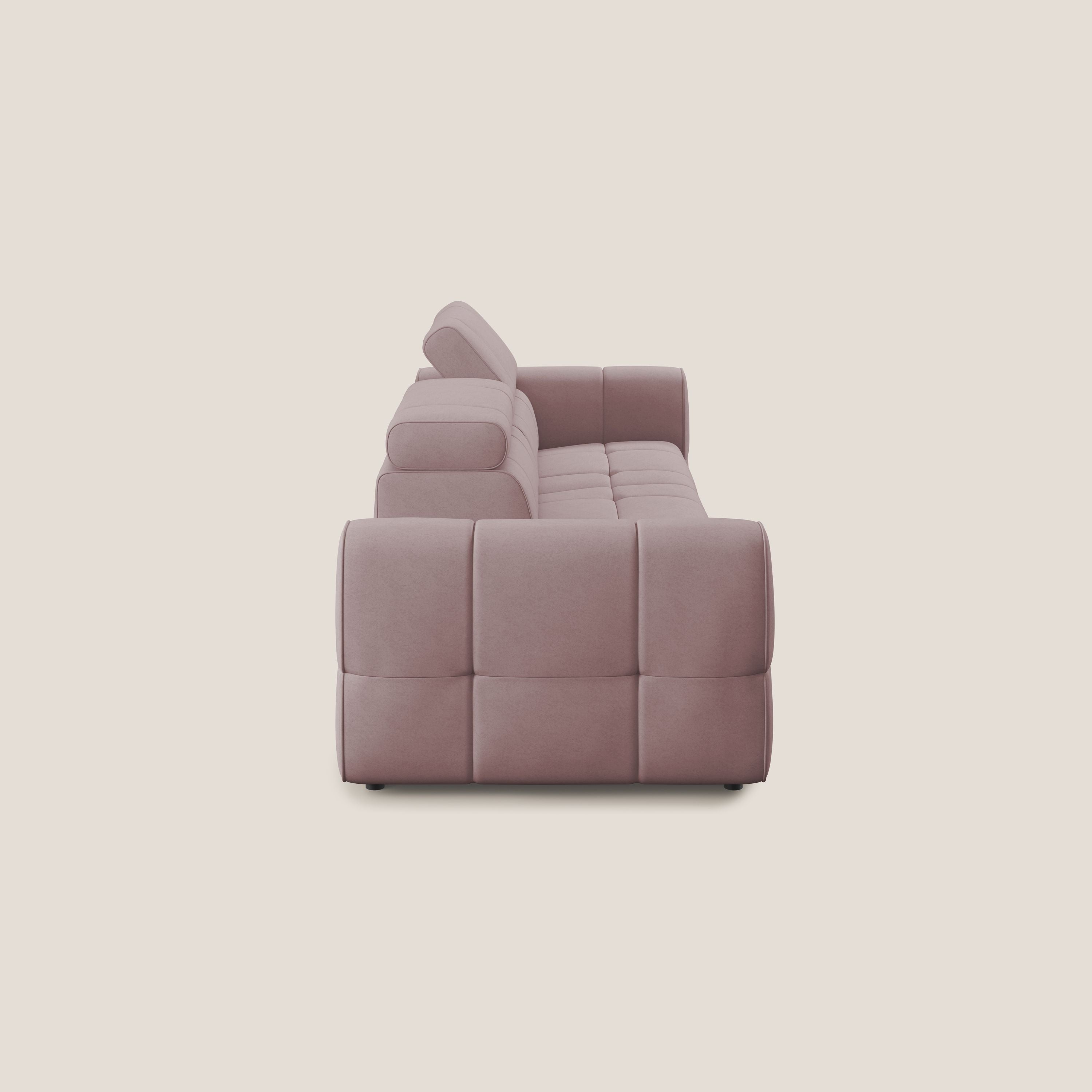 Giotto Divano con terminale e opzione relax elettrico in microfibra effetto velluto impermeabile T09 - divani.store