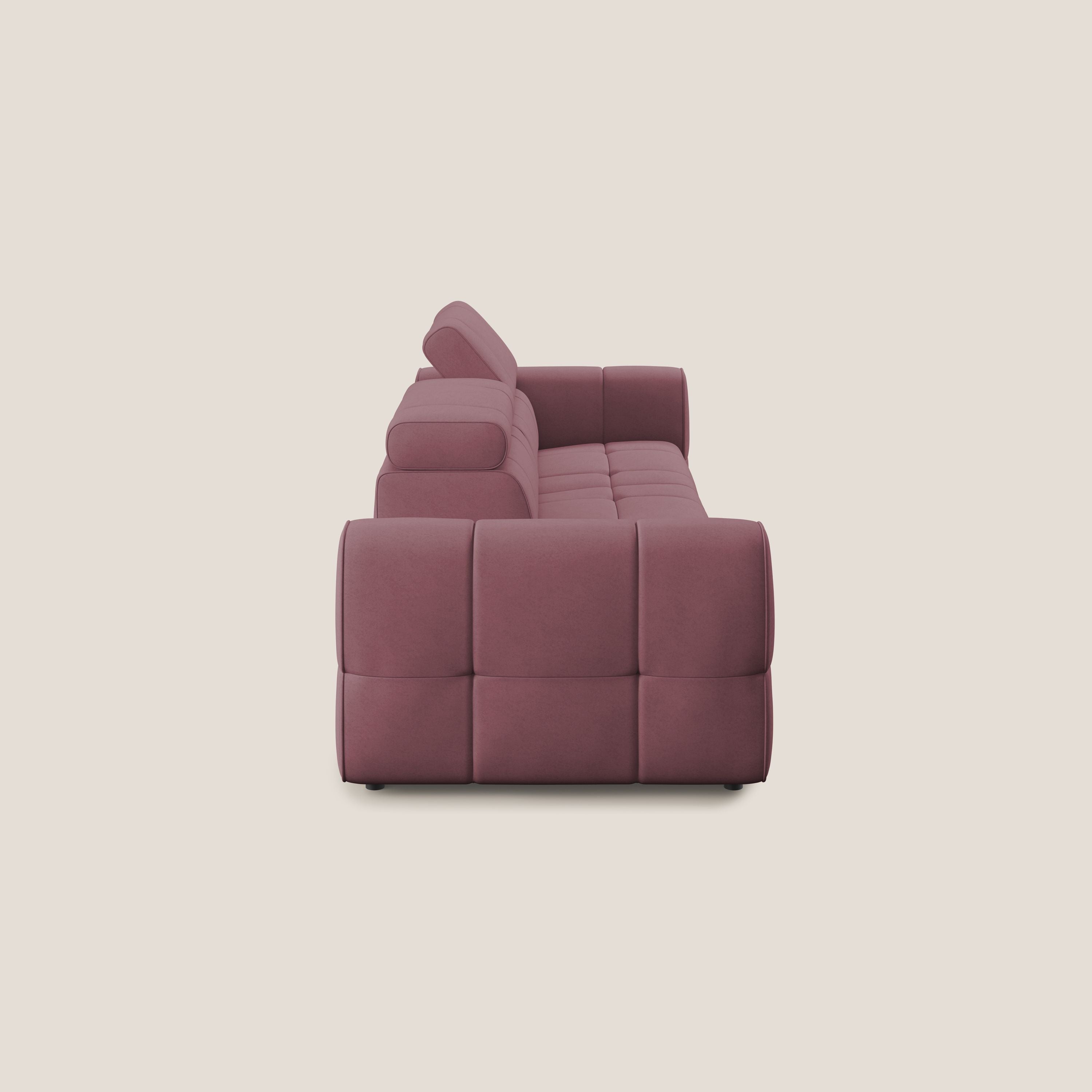 Giotto Divano con terminale e opzione relax elettrico in microfibra effetto velluto impermeabile T09 - divani.store