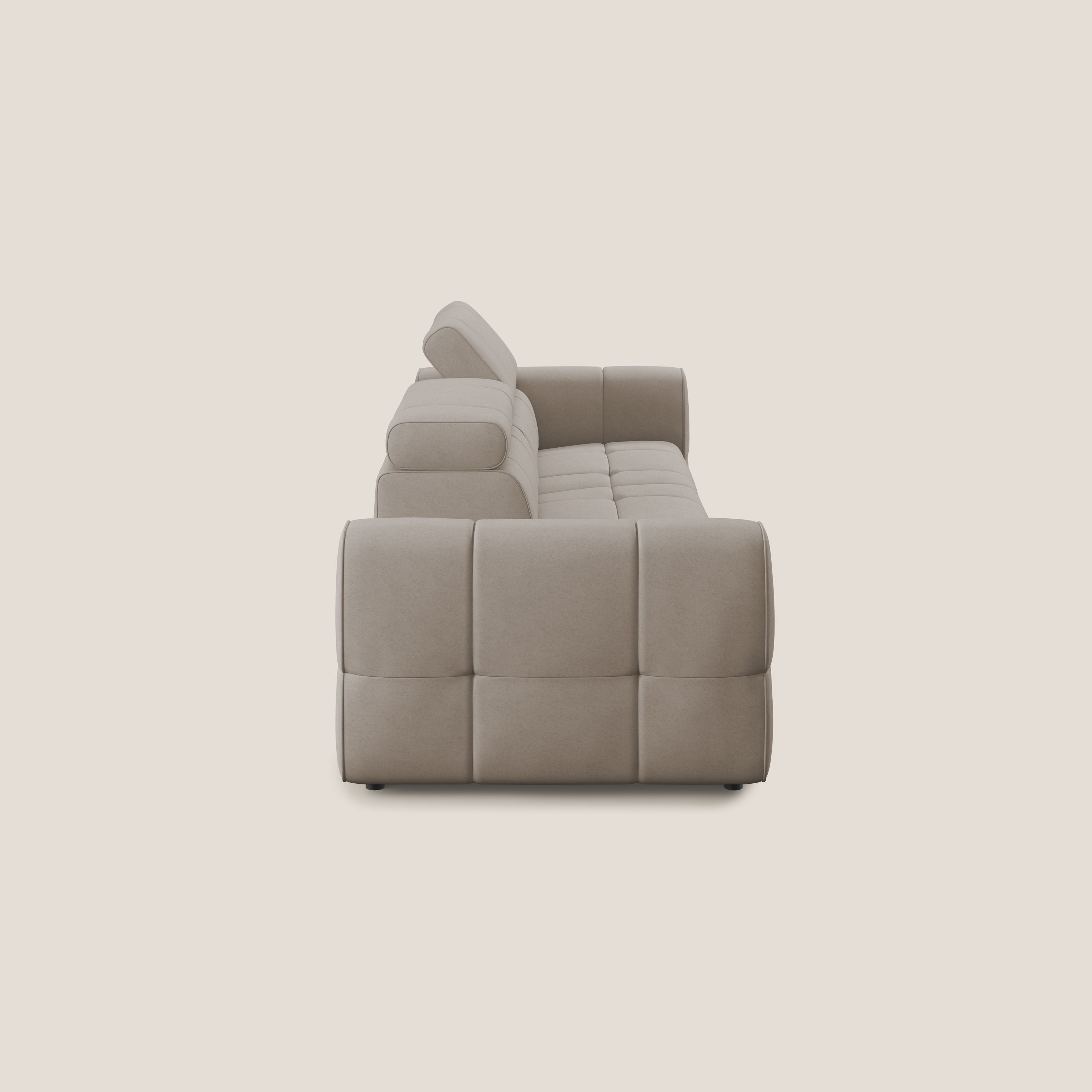 Giotto Divano con terminale e opzione relax elettrico in microfibra effetto velluto impermeabile T09 - divani.store