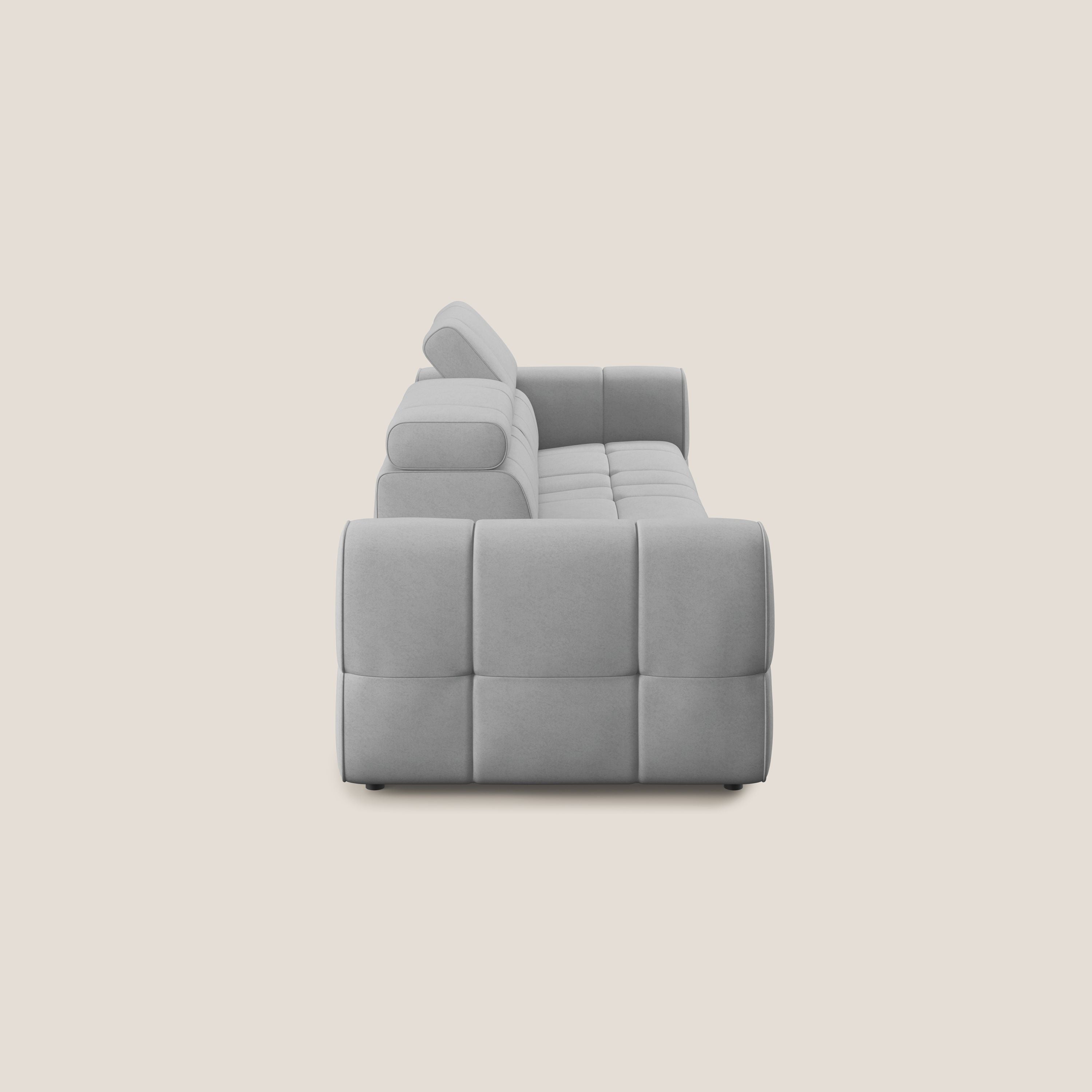 Giotto Divano con terminale e opzione relax elettrico in microfibra effetto velluto impermeabile T09 - divani.store