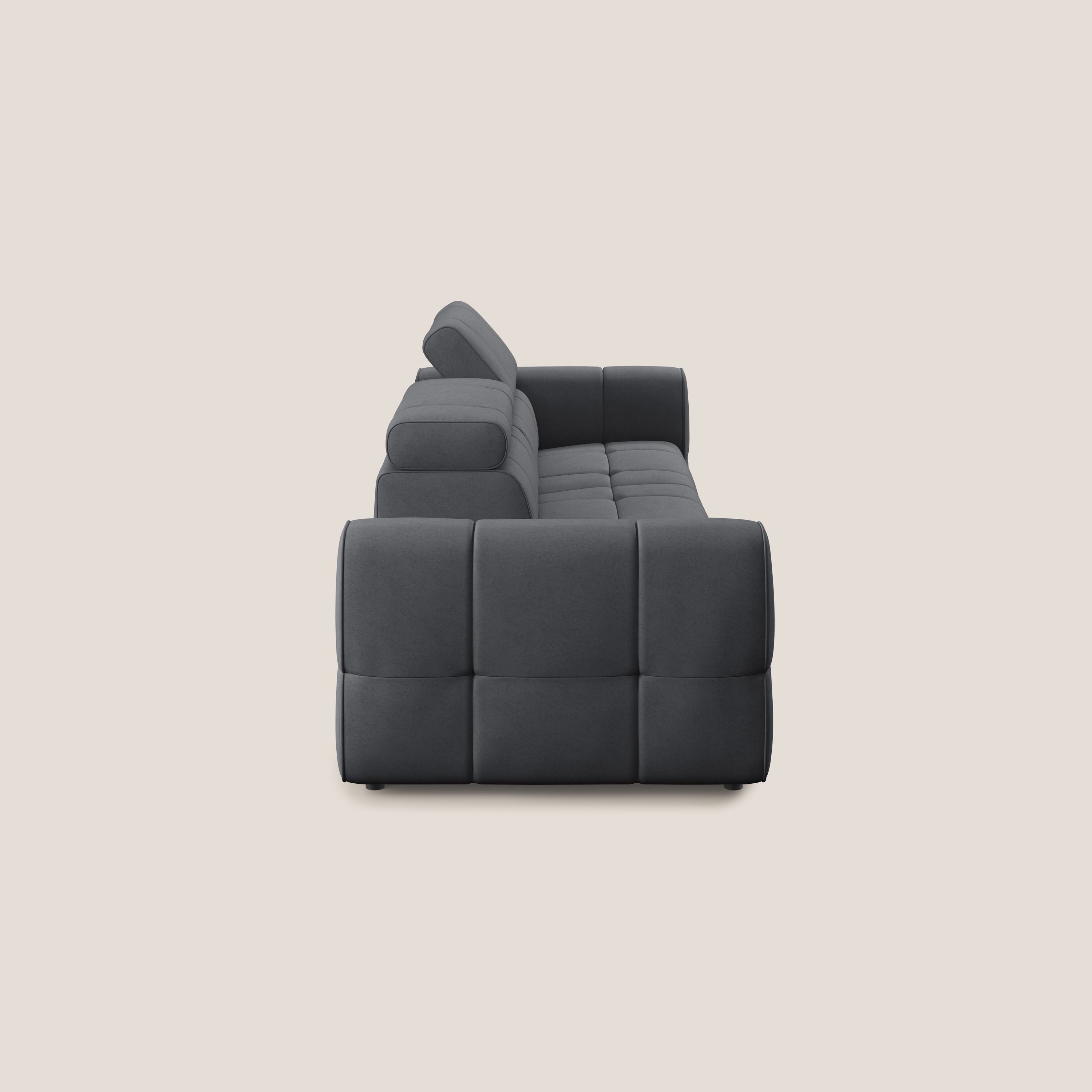 Giotto Divano con terminale e opzione relax elettrico in microfibra effetto velluto impermeabile T09 - divani.store