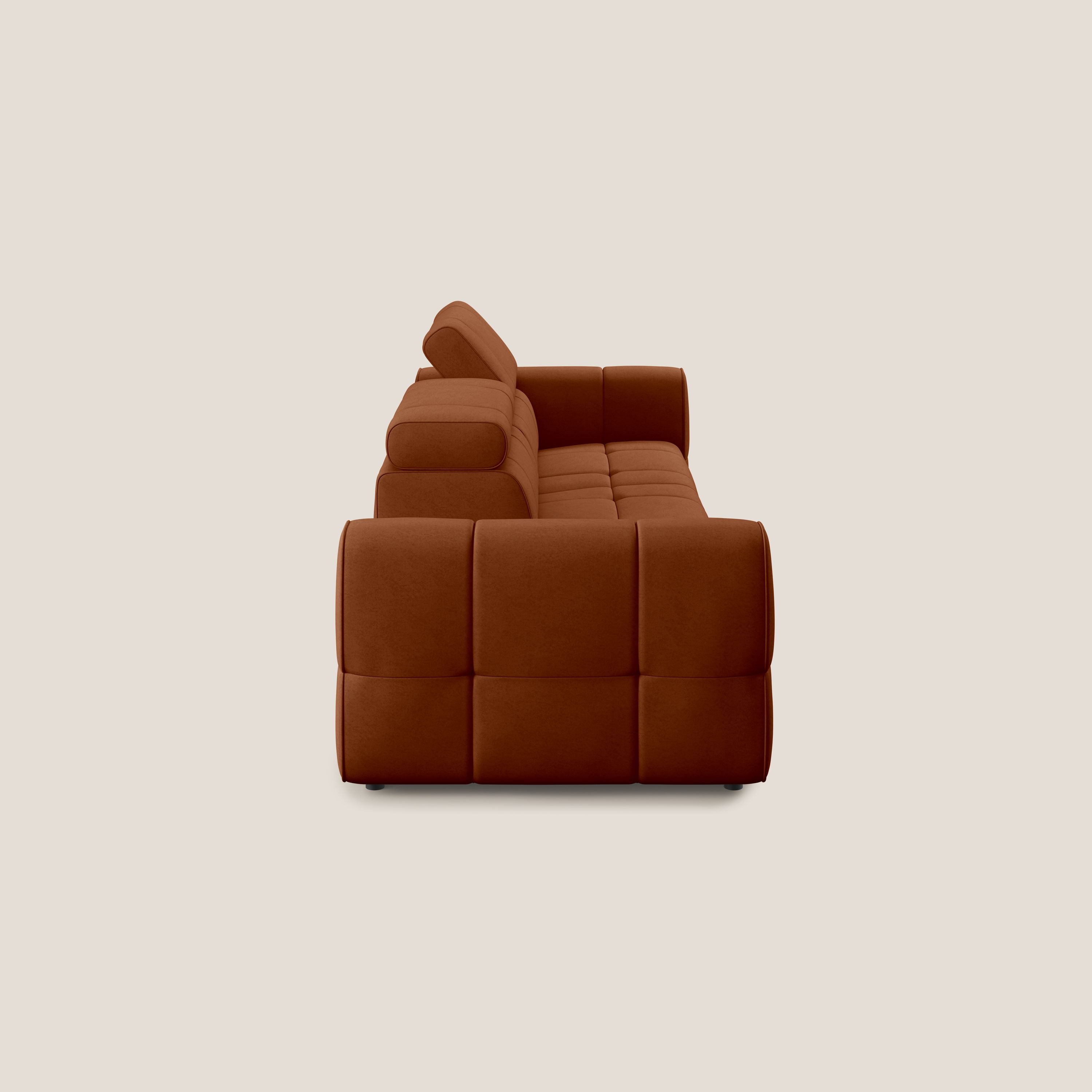 Giotto Divano con terminale e opzione relax elettrico in microfibra effetto velluto impermeabile T09 - divani.store