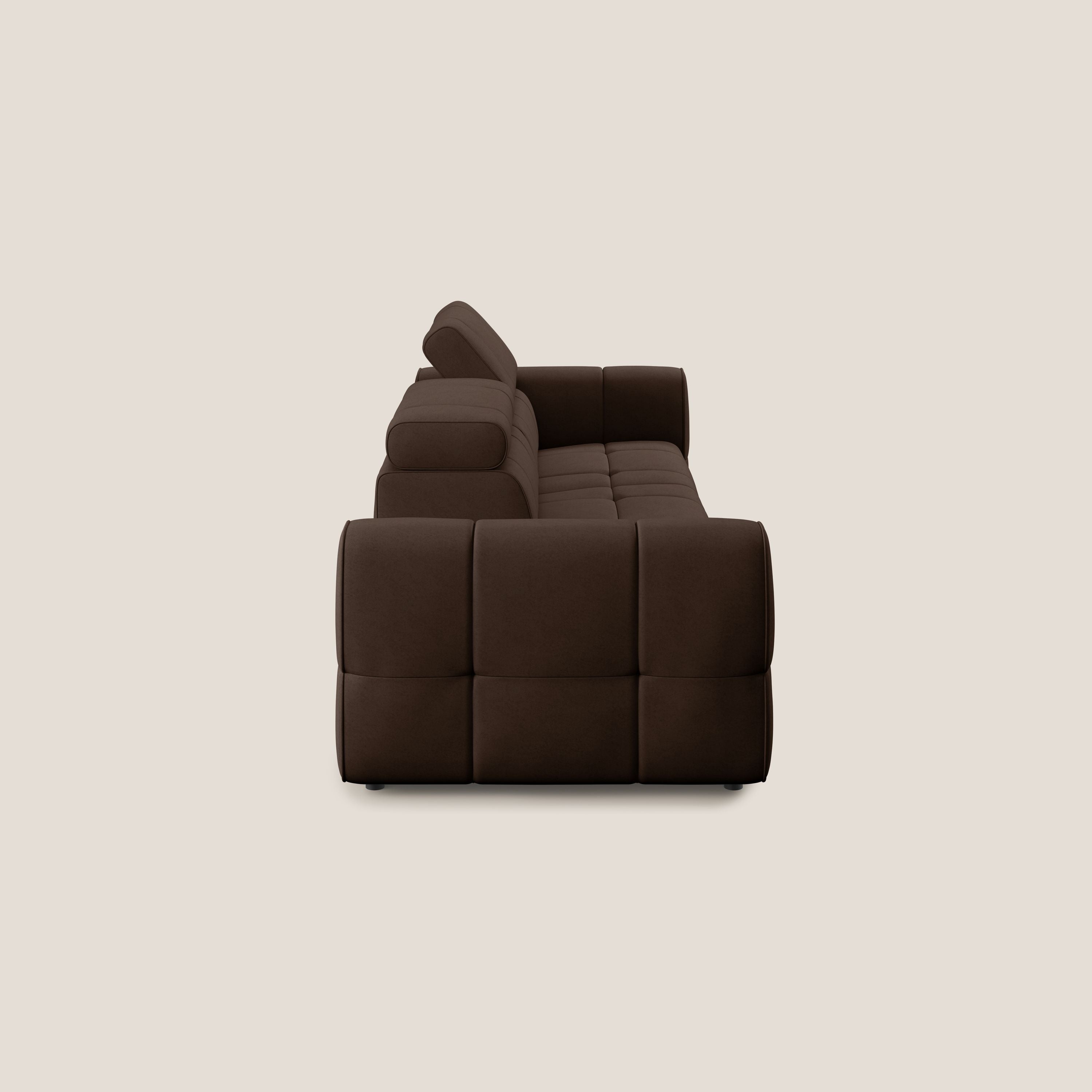 Giotto Divano con terminale e opzione relax elettrico in microfibra effetto velluto impermeabile T09 - divani.store