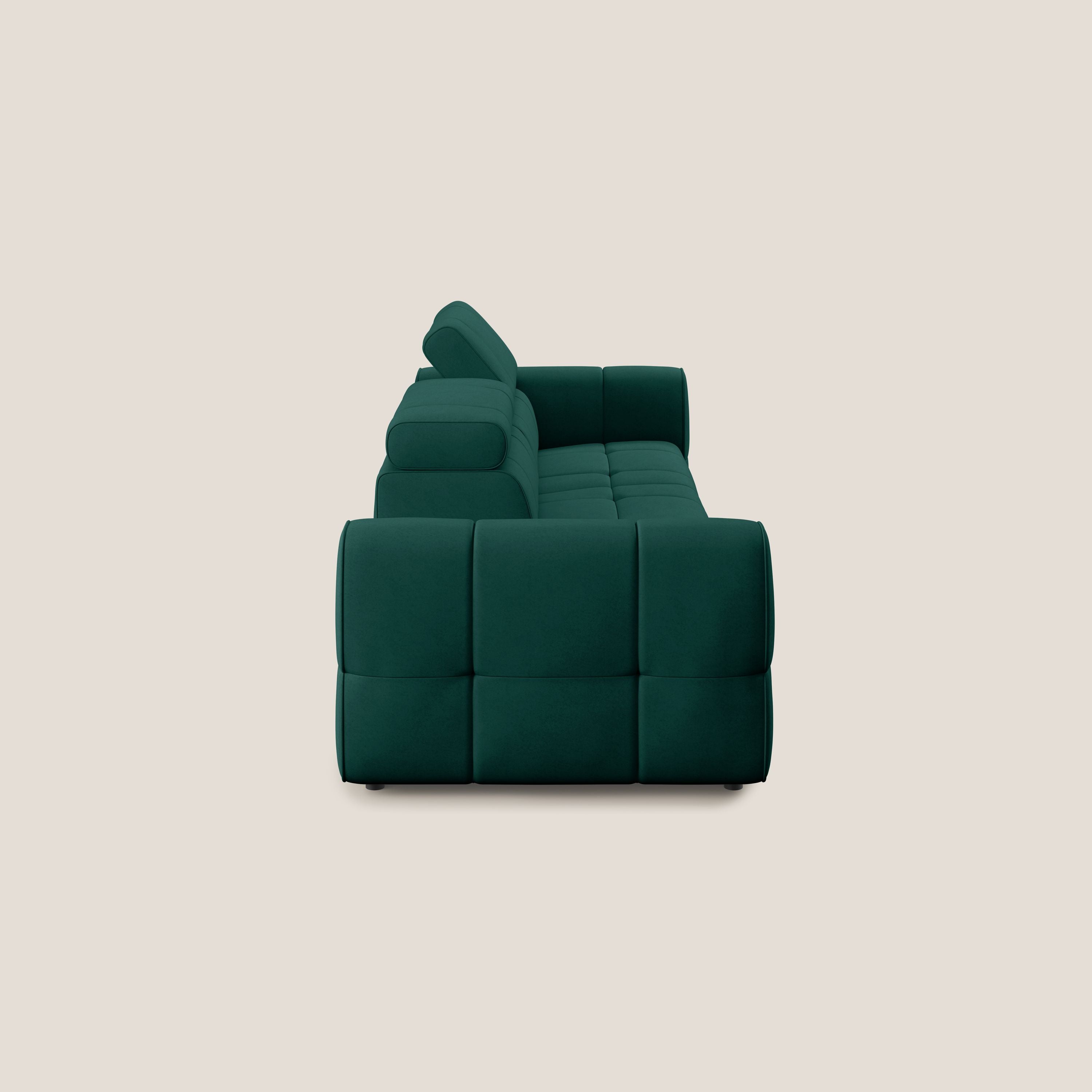 Giotto Divano con terminale e opzione relax elettrico in microfibra effetto velluto impermeabile T09 - divani.store