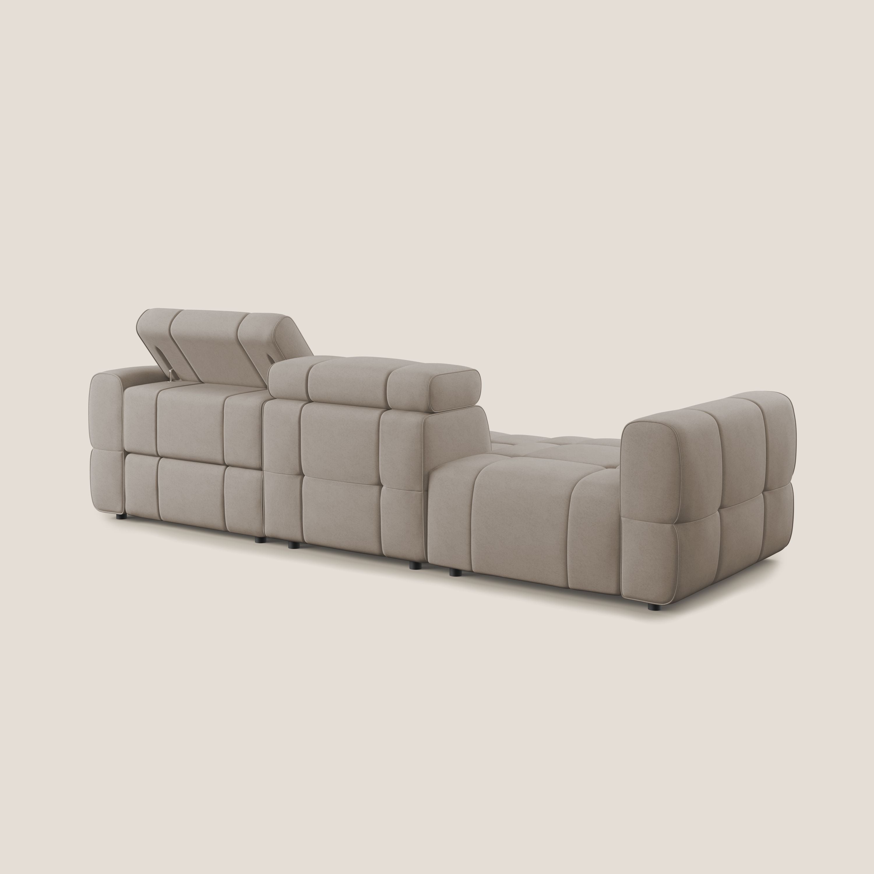 Giotto Divano con terminale e opzione relax elettrico in microfibra effetto velluto impermeabile T09 - divani.store