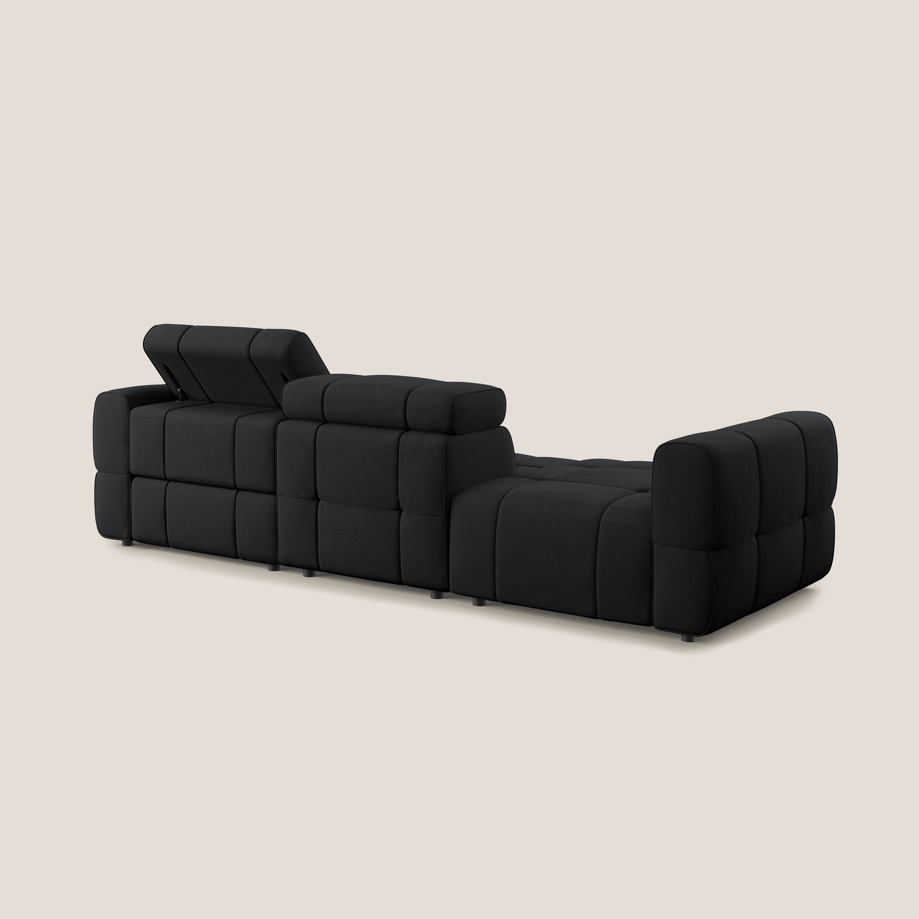 Giotto Divano con terminale e opzione relax elettrico in microfibra effetto velluto impermeabile T09 - divani.store