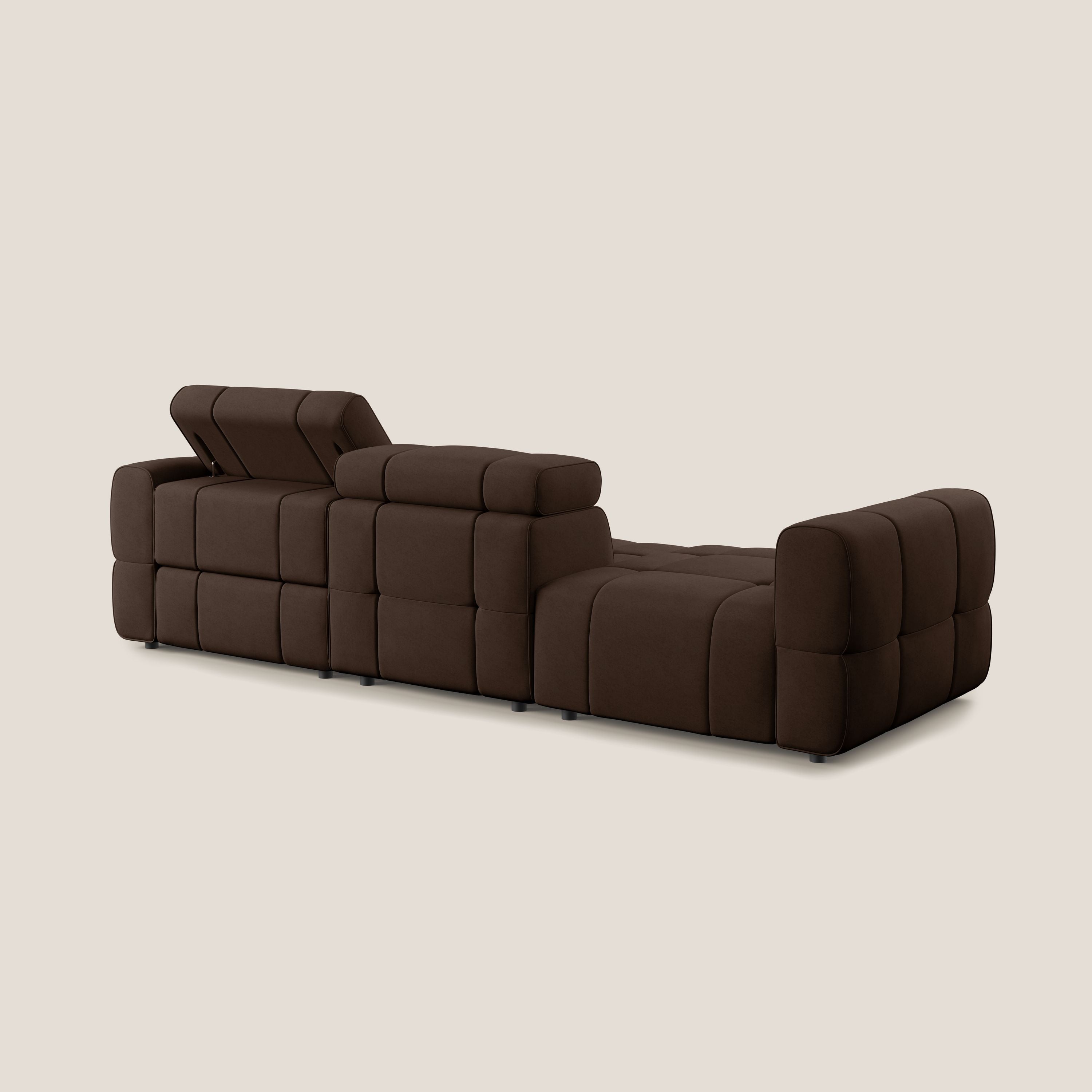Giotto Divano con terminale e opzione relax elettrico in microfibra effetto velluto impermeabile T09 - divani.store