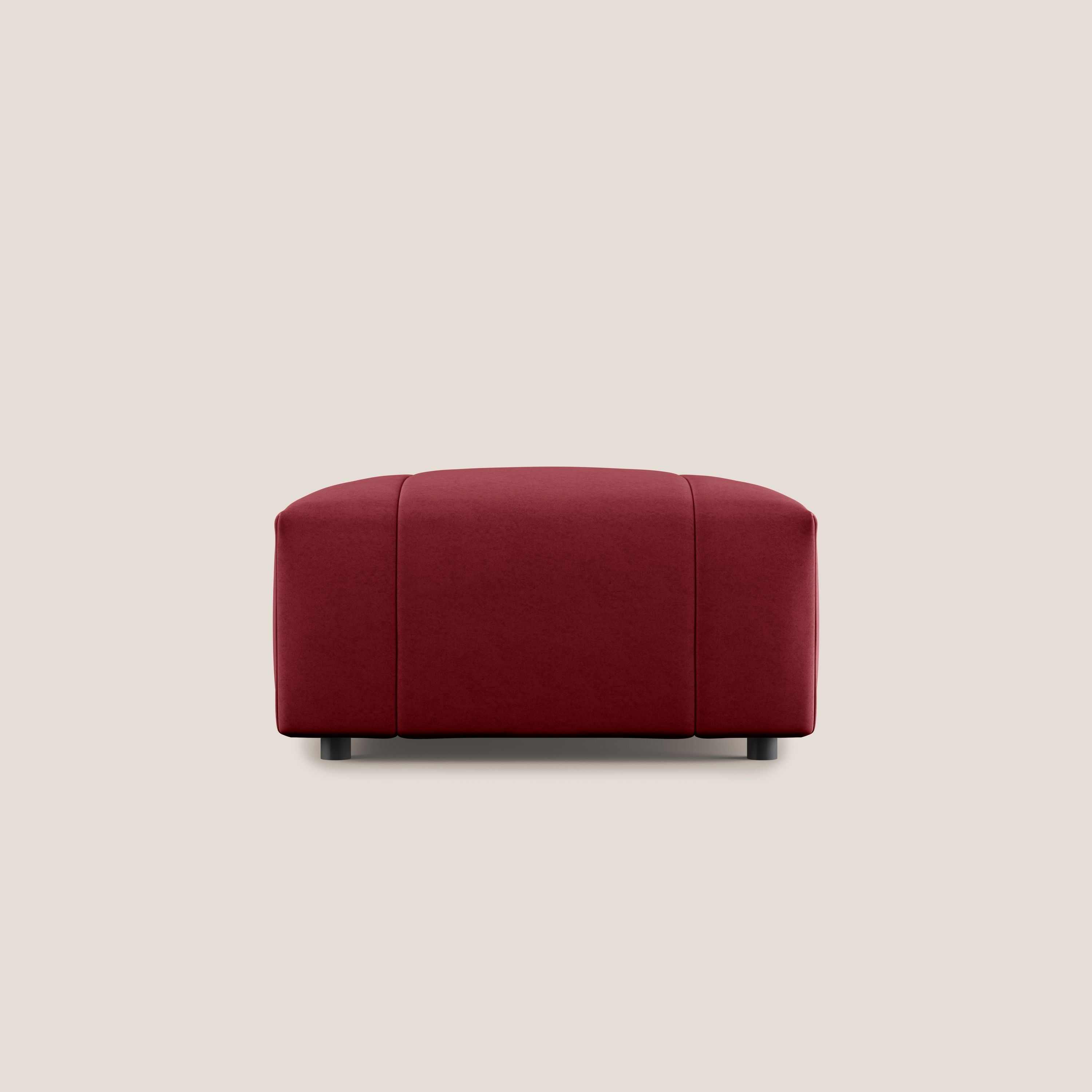 Giotto pouf in morbida microfibra effetto velluto impermeabile idrorepellente T09 rosso - divani.store