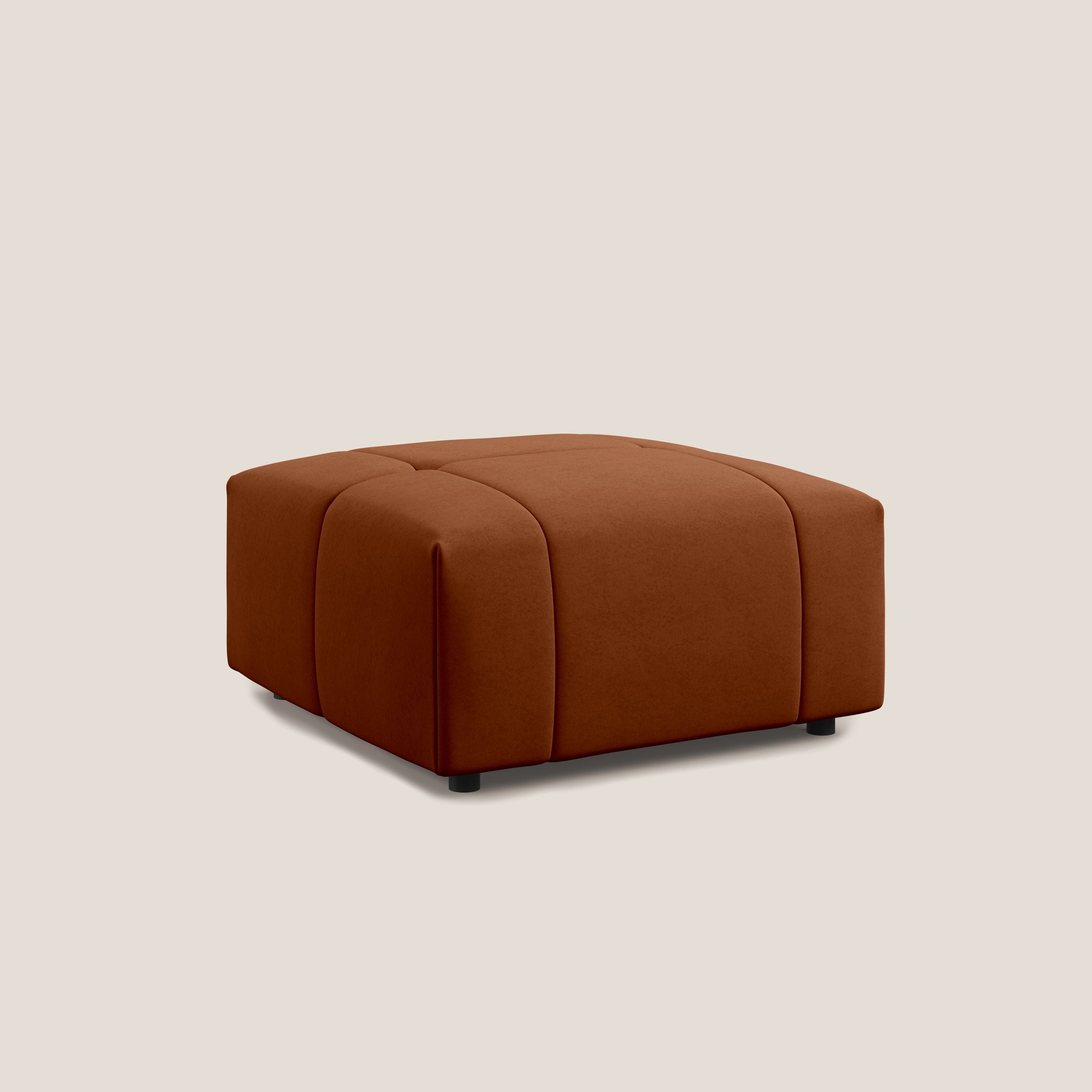 Giotto pouf in morbida microfibra effetto velluto impermeabile idrorepellente T09 ruggine - divani.store
