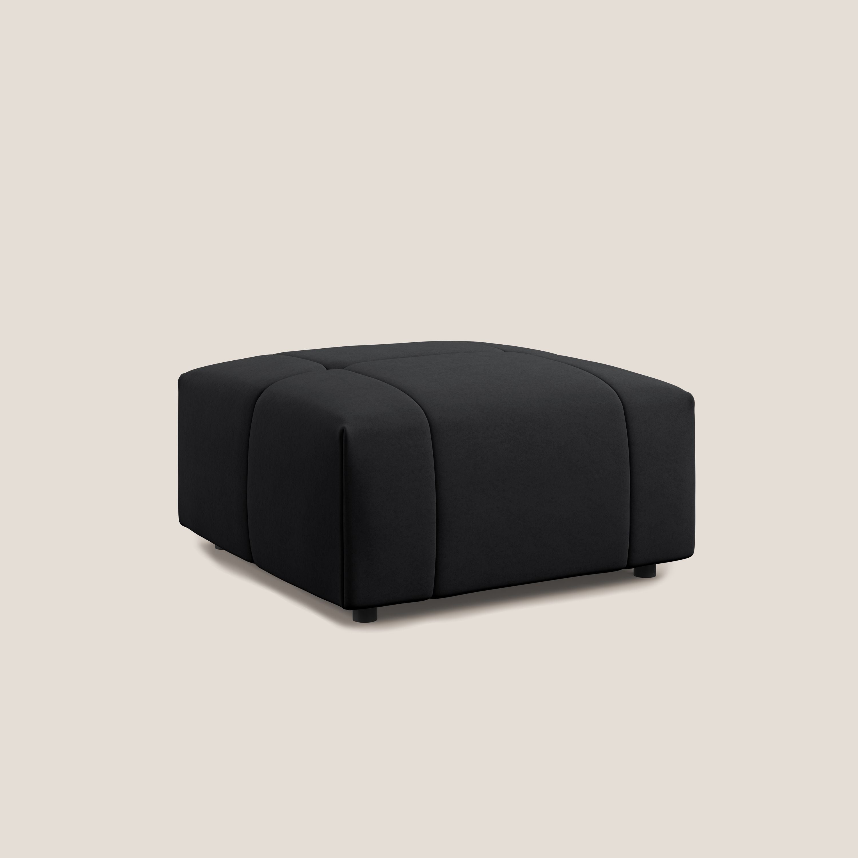 Giotto pouf in morbida microfibra effetto velluto impermeabile idrorepellente T09 antracite - divani.store