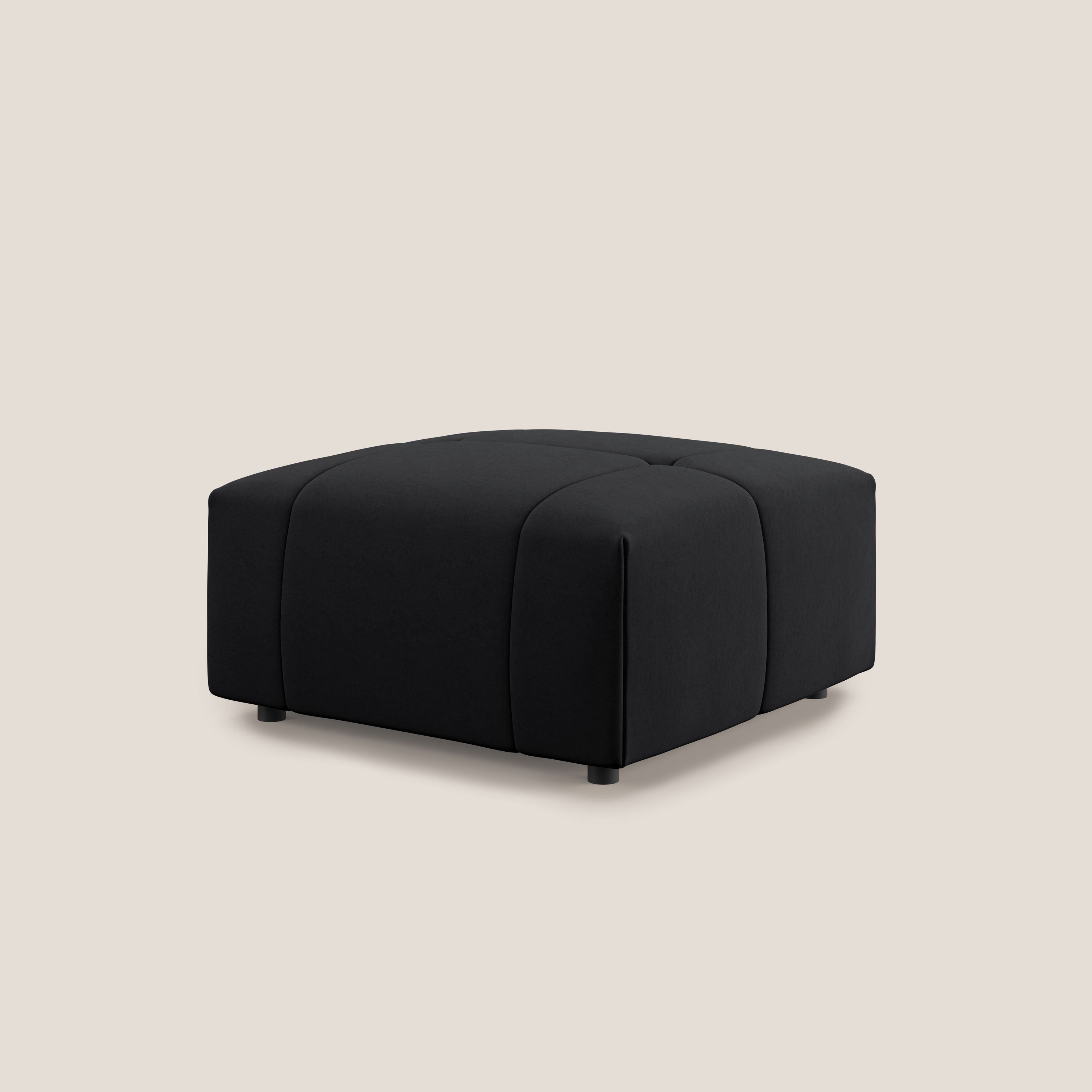 Giotto pouf in morbida microfibra effetto velluto impermeabile idrorepellente T09 antracite - divani.store