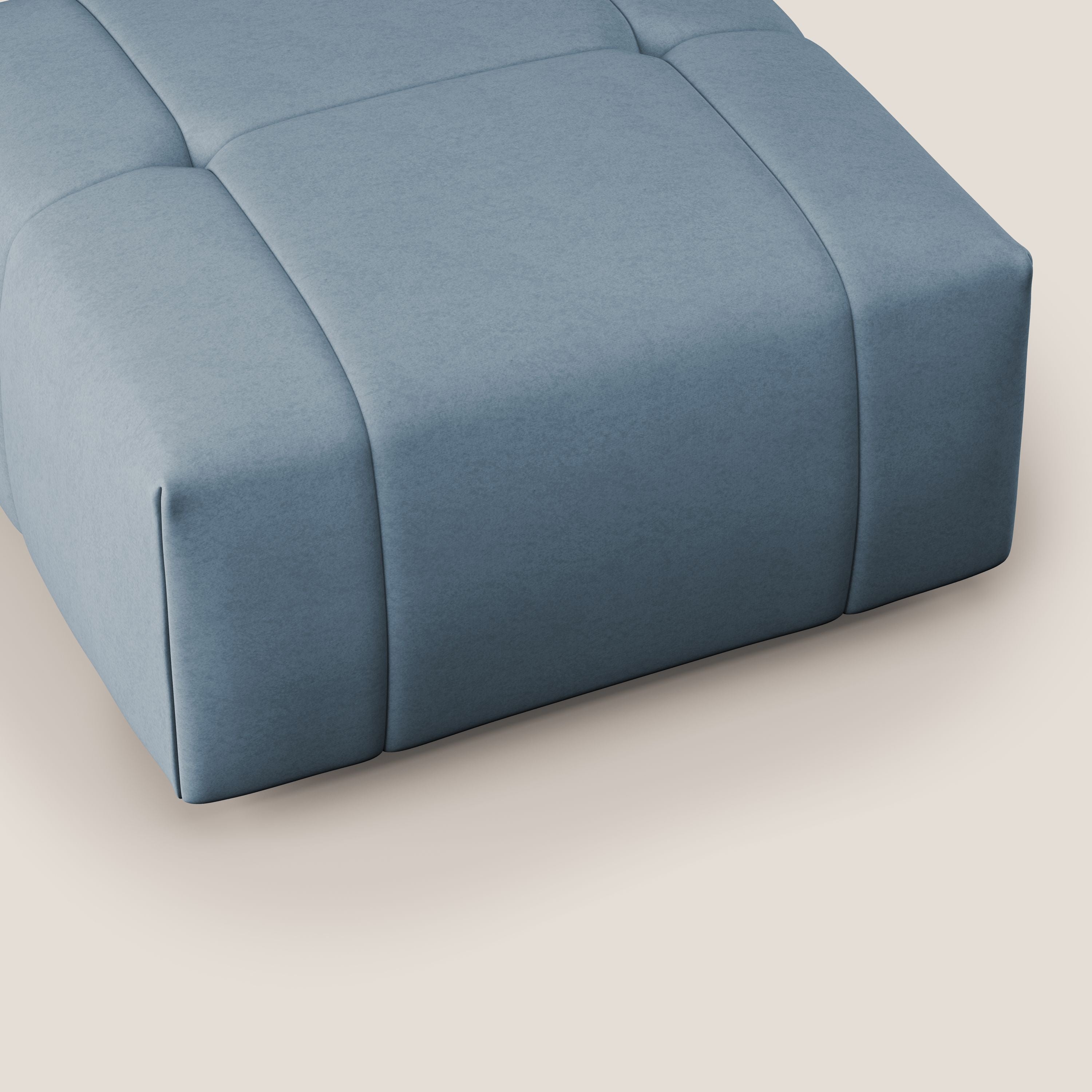 Giotto pouf in morbida microfibra effetto velluto impermeabile idrorepellente T09 carta da zucchero - divani.store