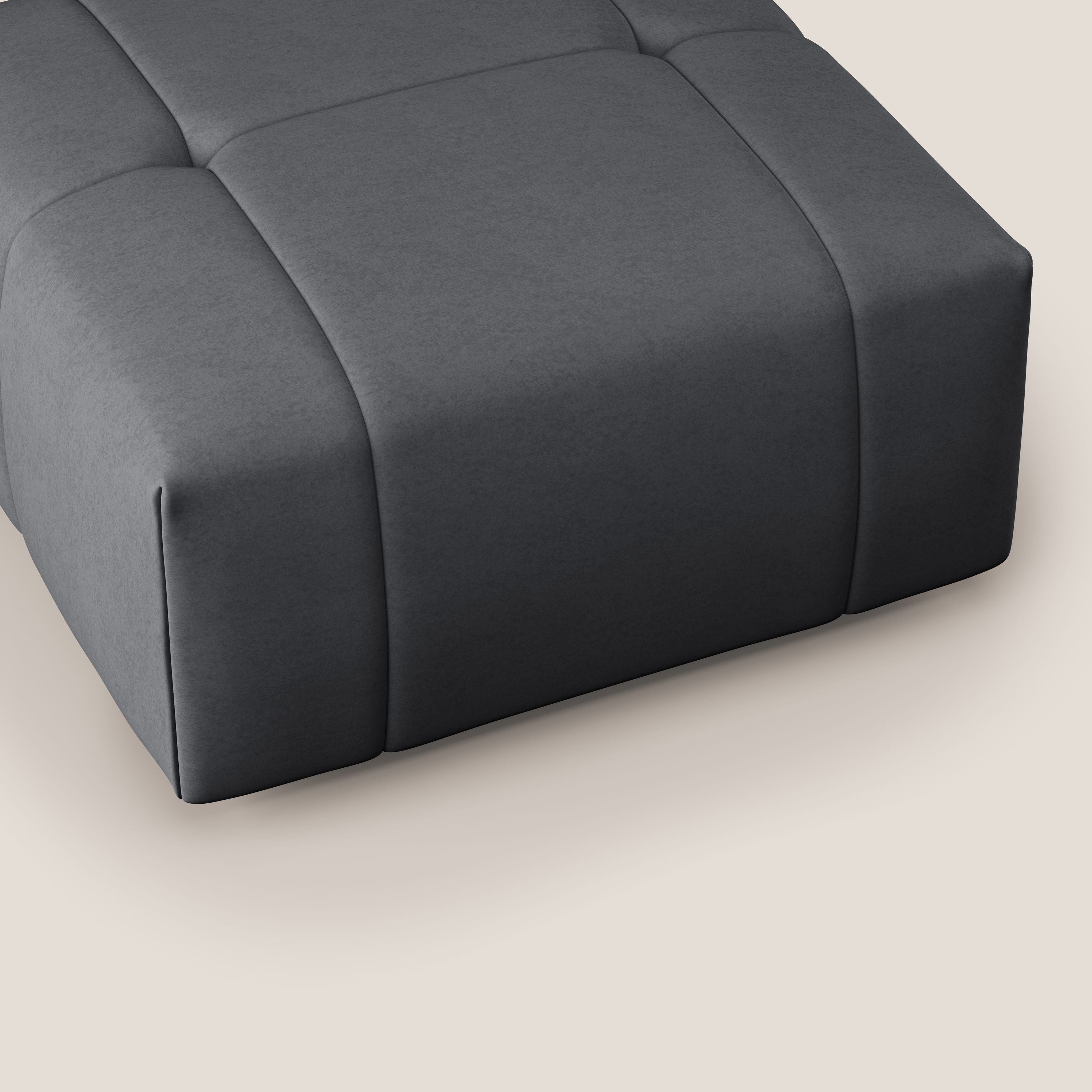 Giotto pouf in morbida microfibra effetto velluto impermeabile idrorepellente T09 grigio - divani.store