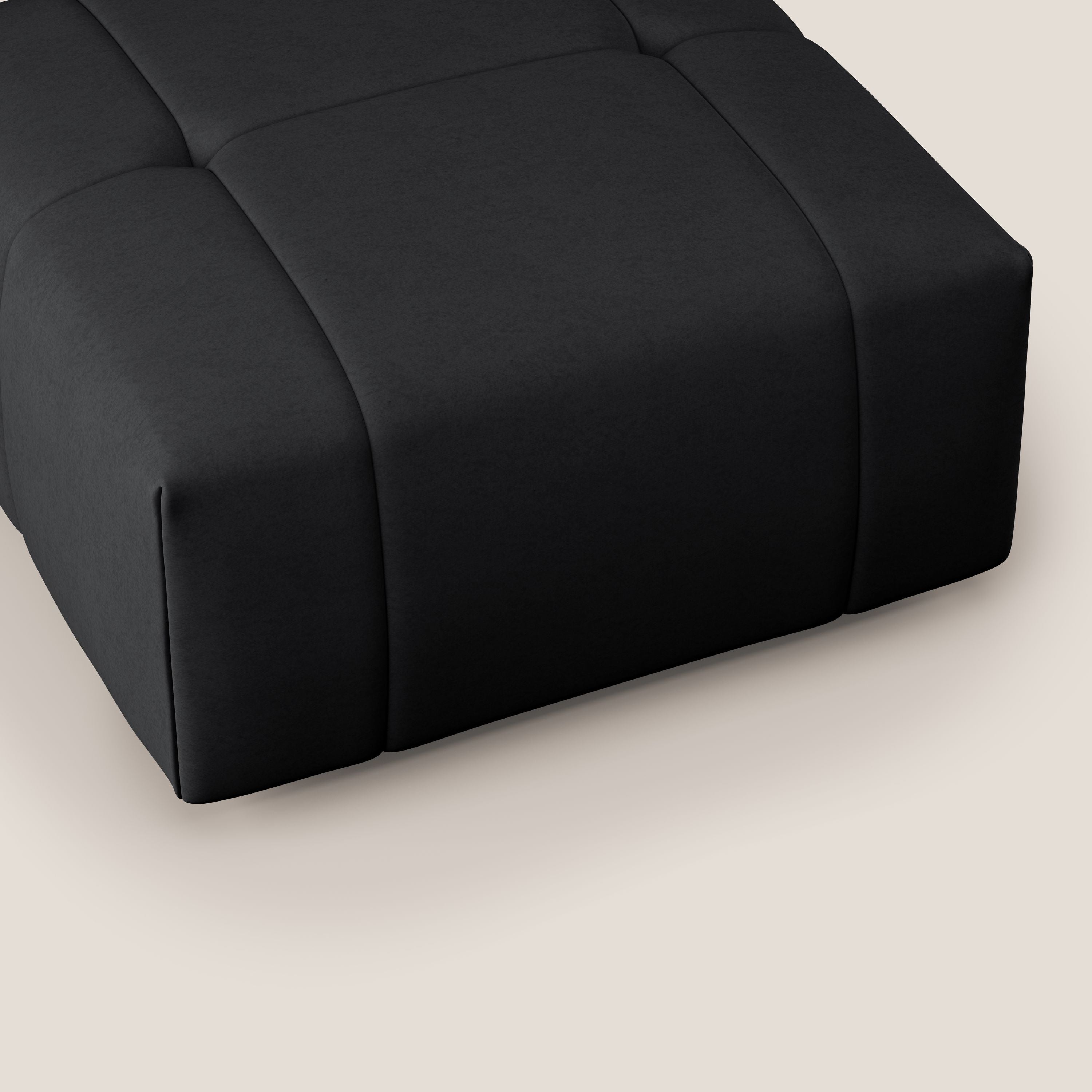 Giotto pouf in morbida microfibra effetto velluto impermeabile idrorepellente T09 antracite - divani.store